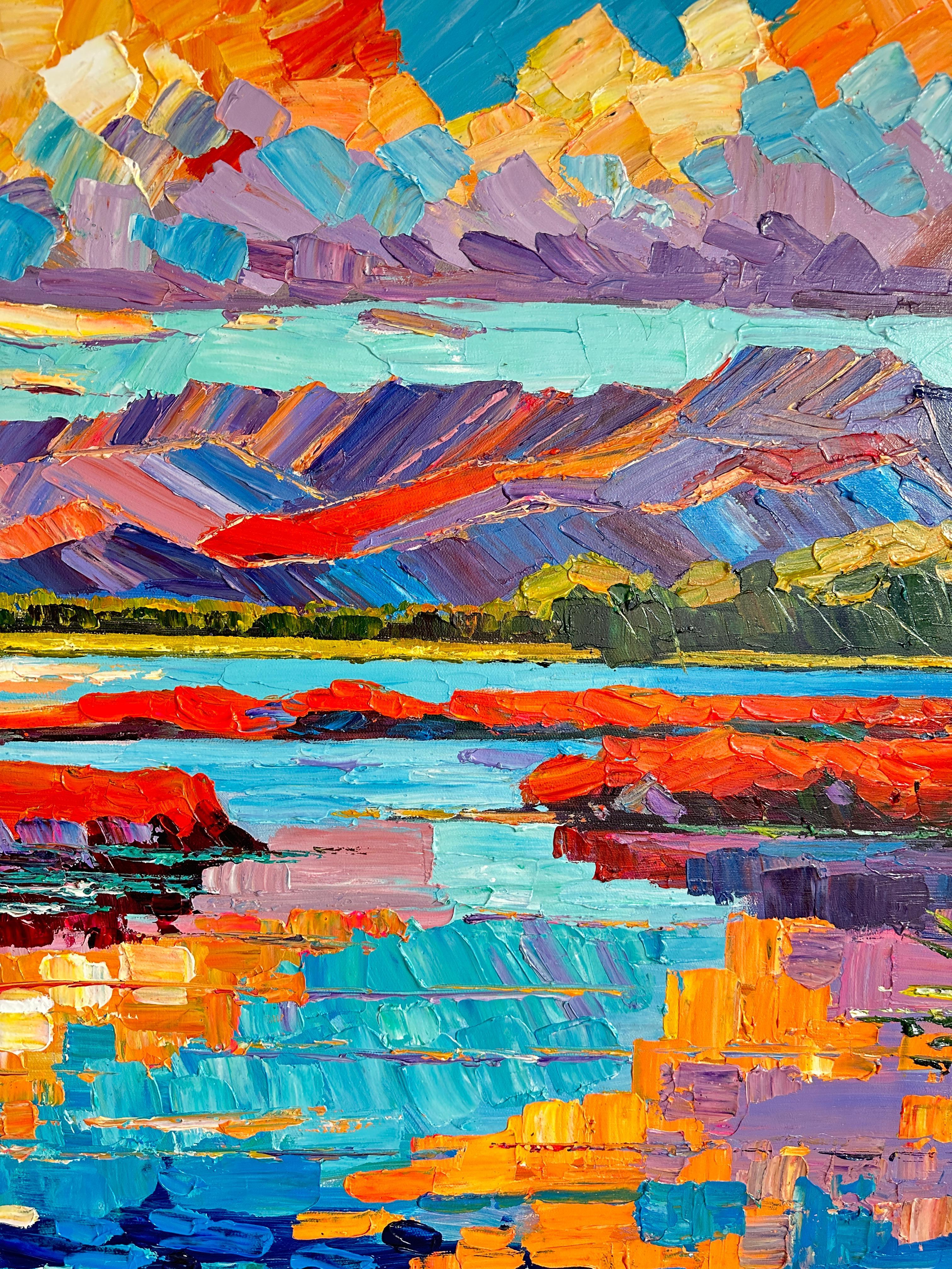 Harmony to the Horizon - Katharina Husslein Impasto Oil Landscape Painting For Sale 8