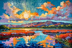 Armonia all'orizzonte - Katharina Husslein Impasto Olio Pittura di paesaggio