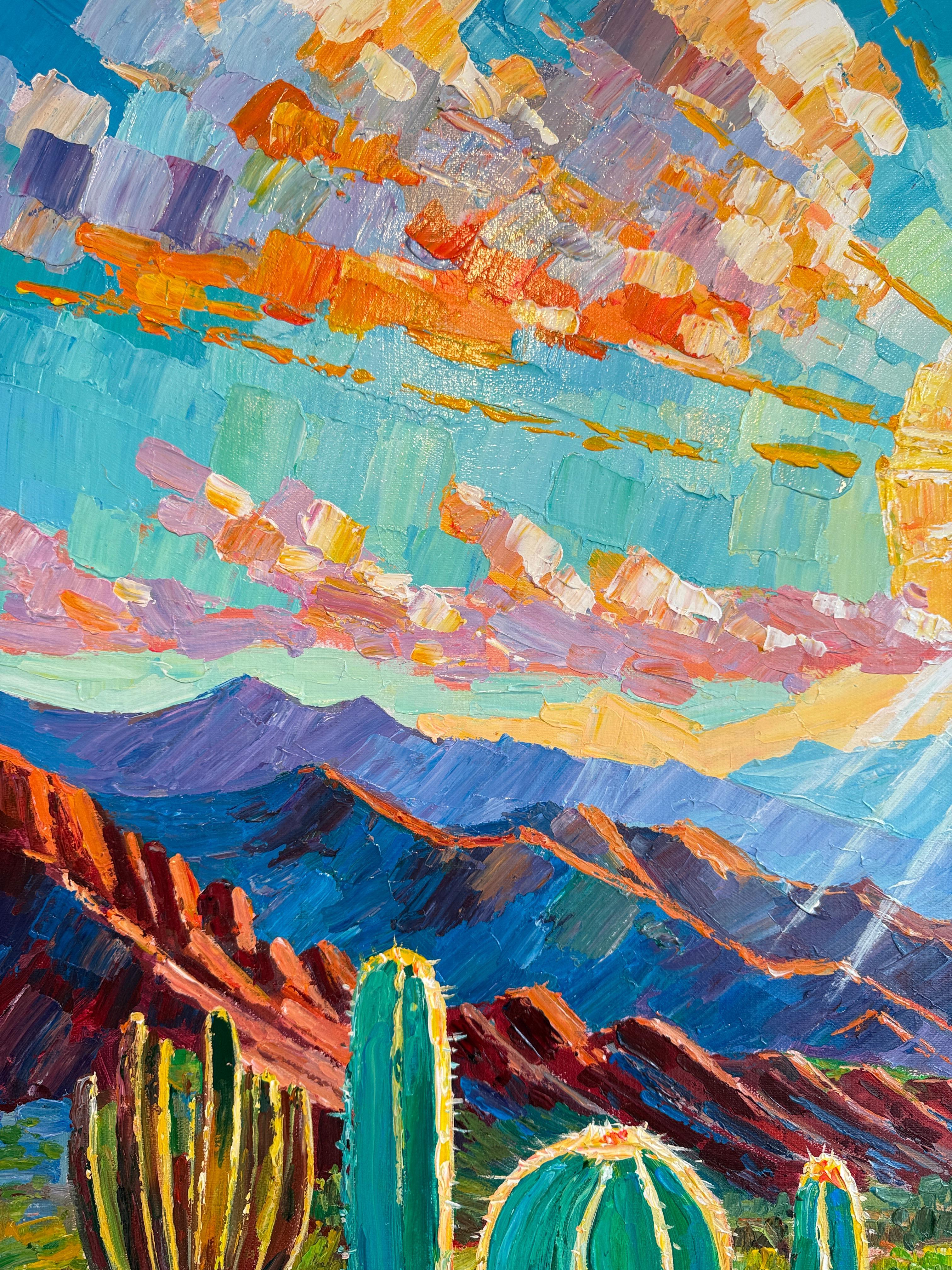 Herzen brennen wie die Wüstensonne von K.Husslein Impasto Botanik Pflanzenmalerei im Angebot 1