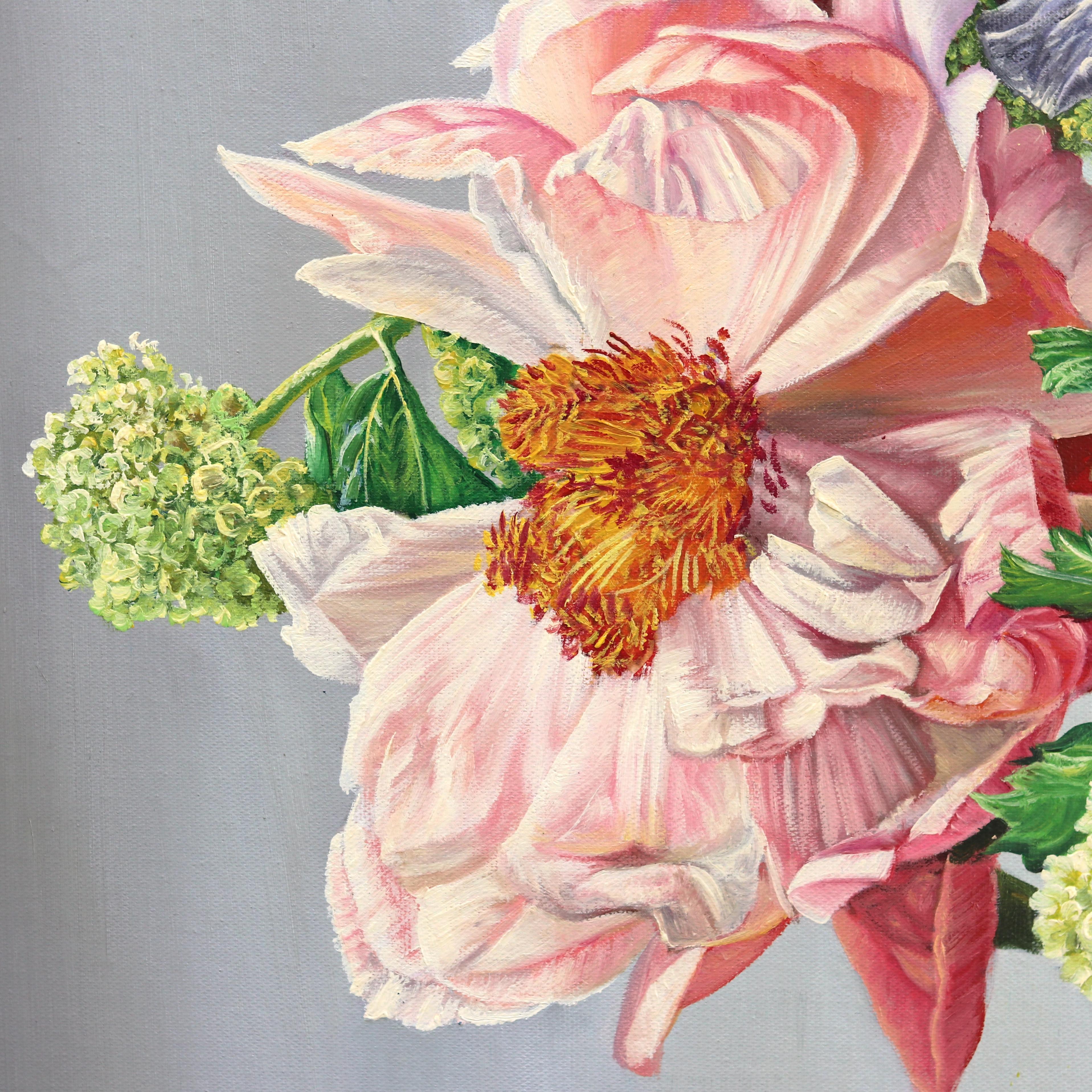 Inspired by paintings created by old masters and the immersive nature she experienced in the Black Forest, German artist Katharina Husslein paints in a representational hyperrealistic manner to capture lively bouquets and saturated landscapes.