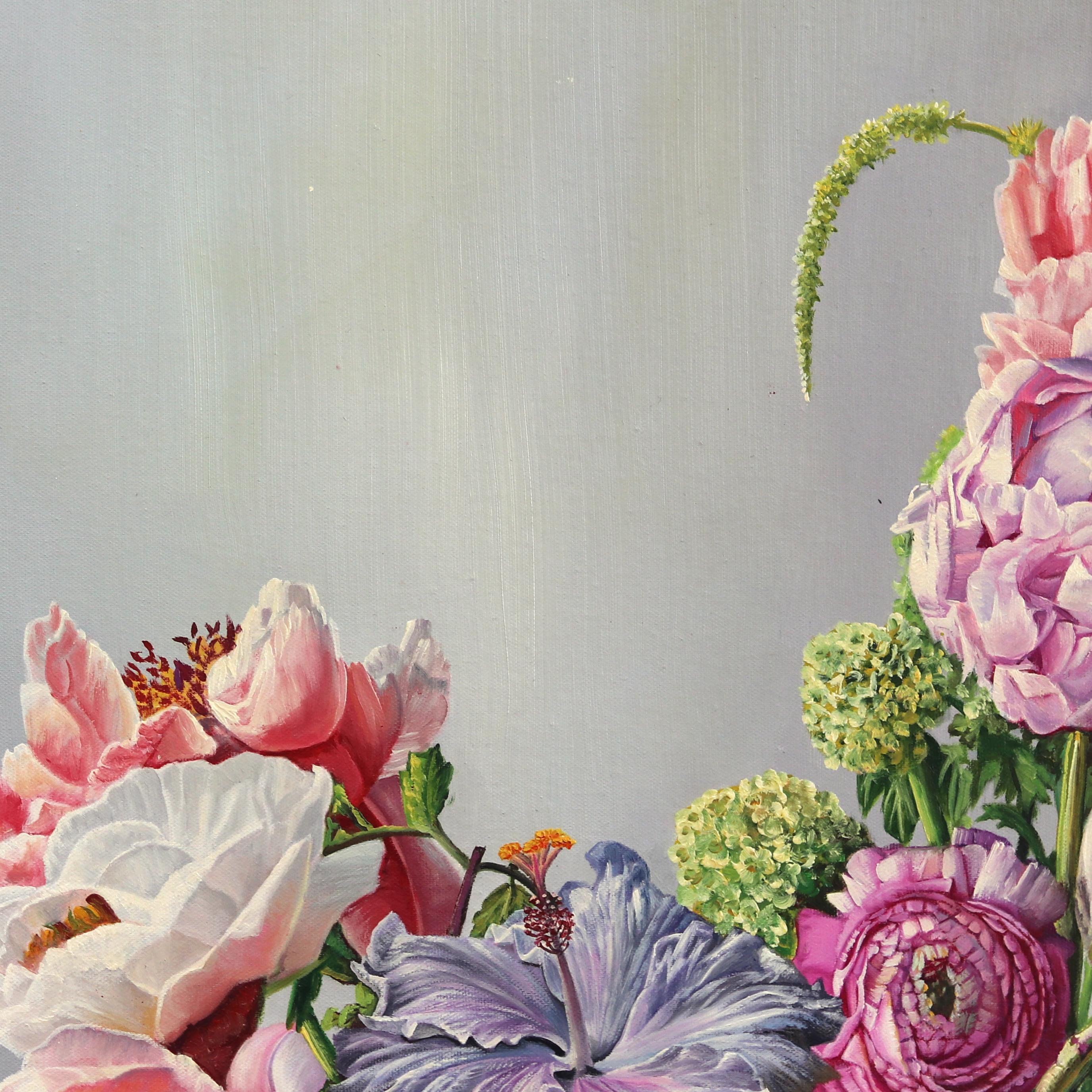 Heaven In A Wildflower - Soft Floral Still Life Hyperrealist Oil Painting For Sale 3