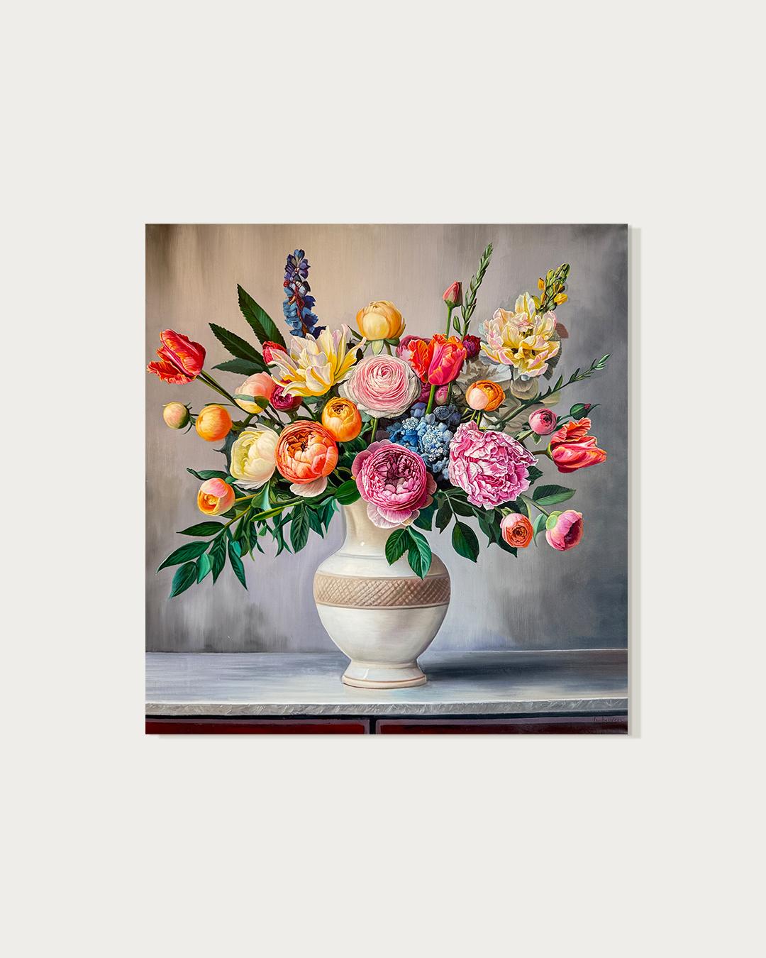 Je ne suis certain de rien d'autre que de l'affection du cœur - K.Husslein Nature morte fleurie - Painting de Katharina Husslein