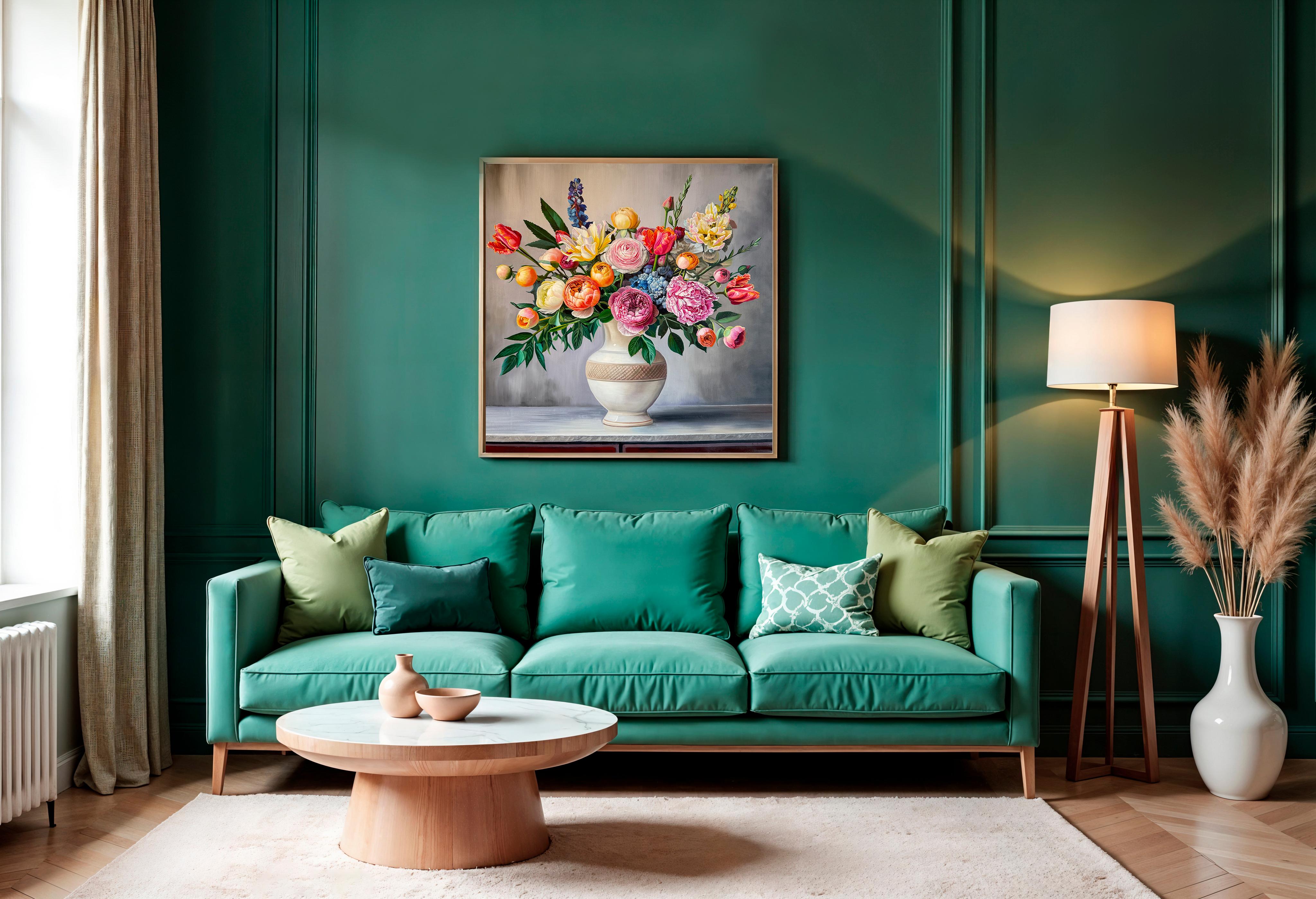 Je ne suis certain de rien d'autre que de l'affection du cœur - K.Husslein Nature morte fleurie - Marron Landscape Painting par Katharina Husslein
