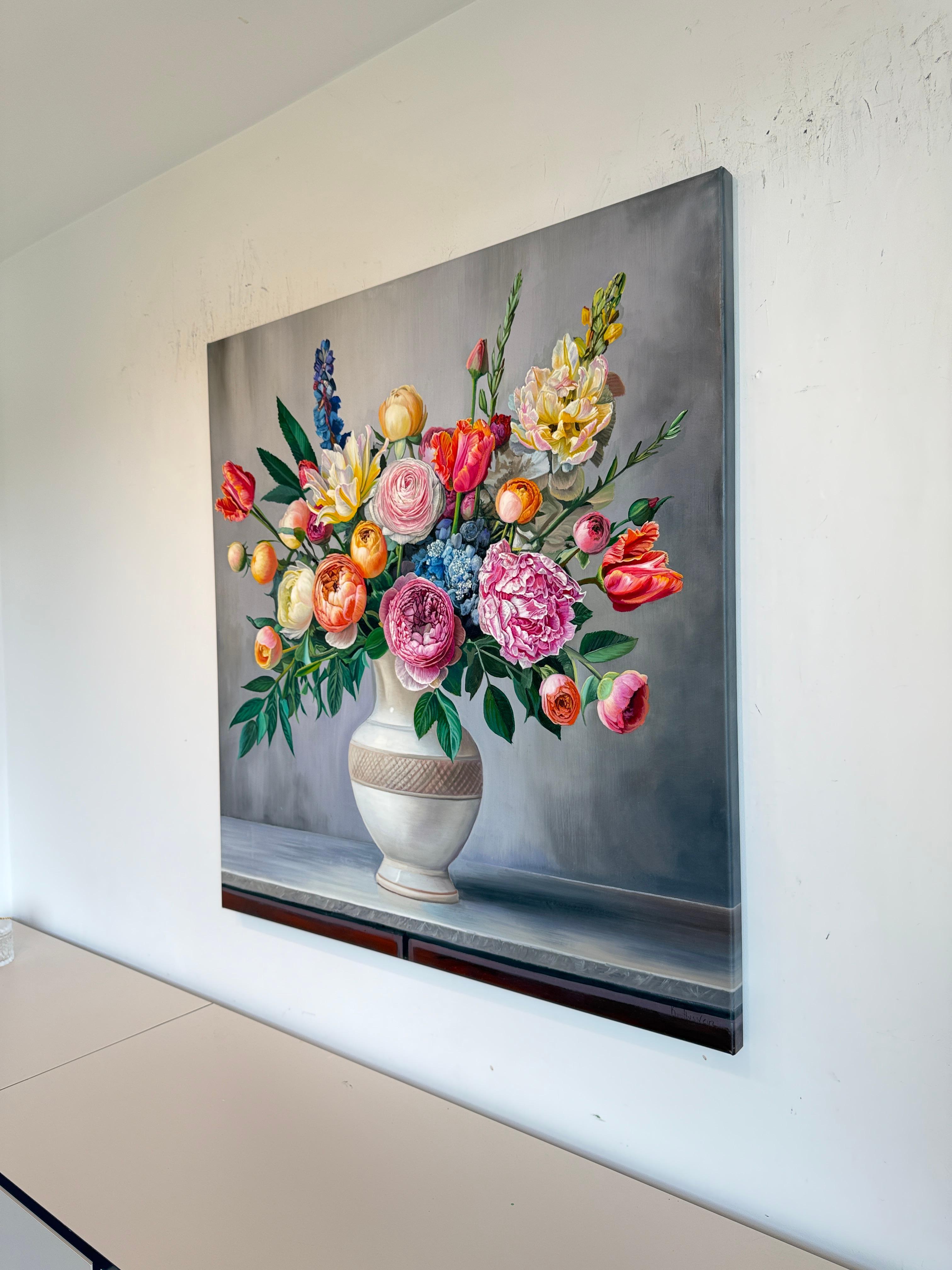 Je ne suis certain de rien d'autre que de l'affection du cœur - K.Husslein Nature morte fleurie en vente 5
