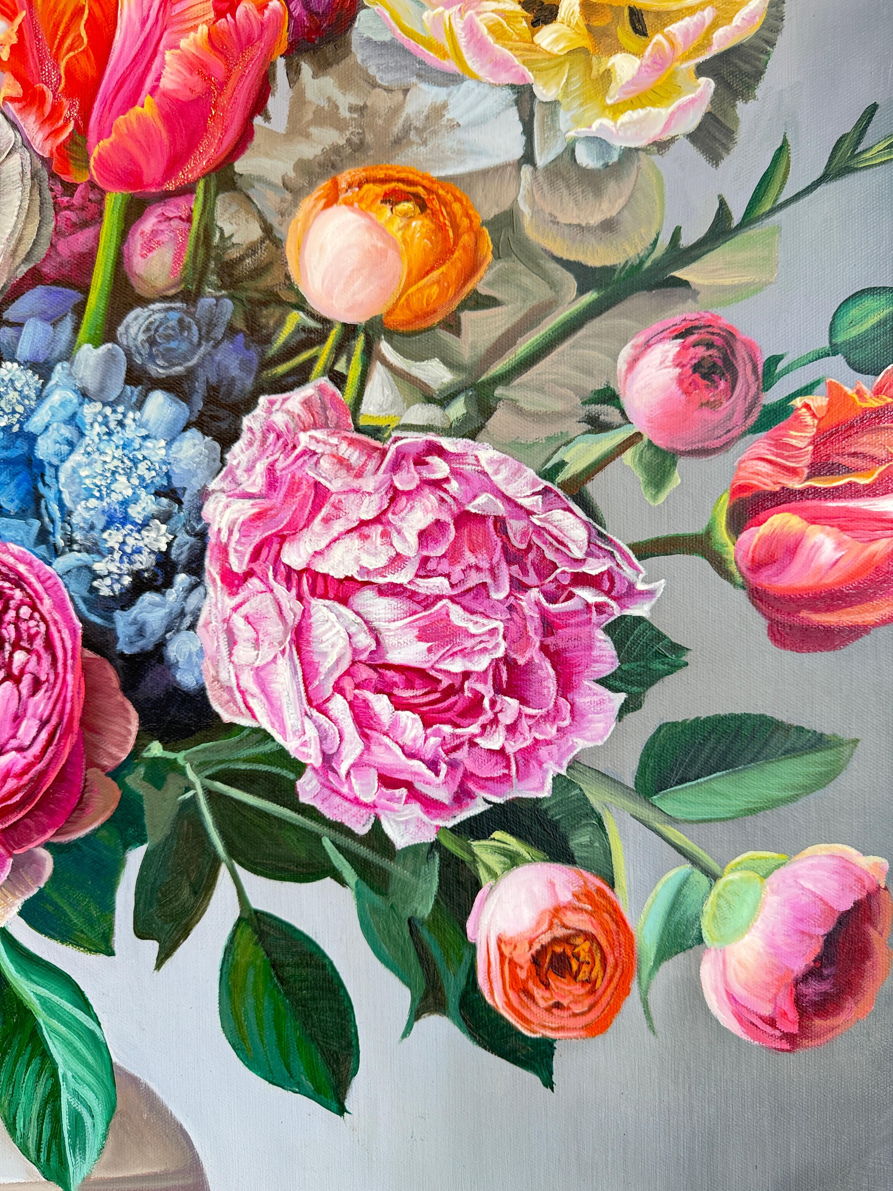 Je ne suis certain de rien d'autre que de l'affection du cœur - K.Husslein Nature morte fleurie en vente 6