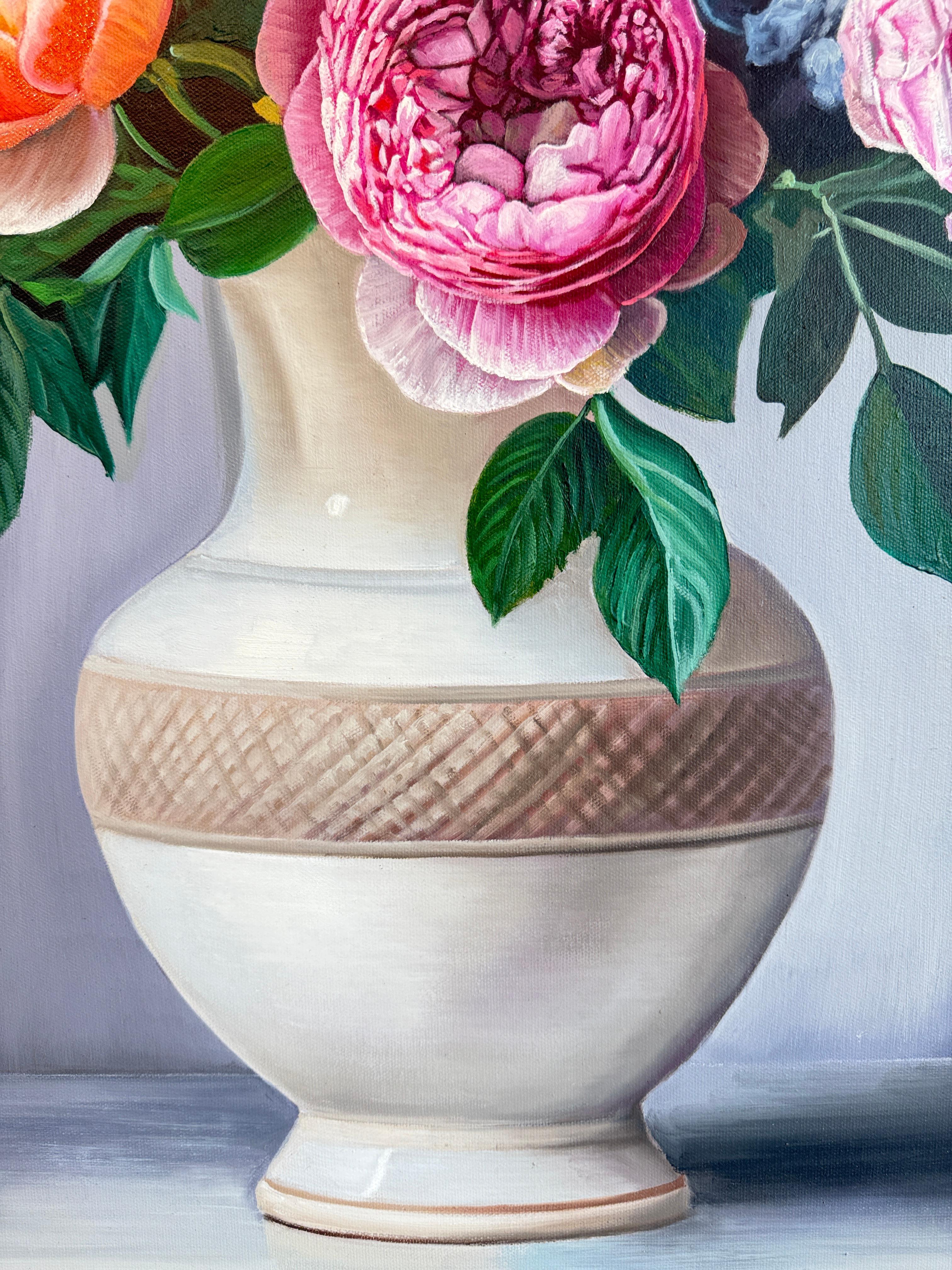 Je ne suis certain de rien d'autre que de l'affection du cœur - K.Husslein Nature morte fleurie en vente 7
