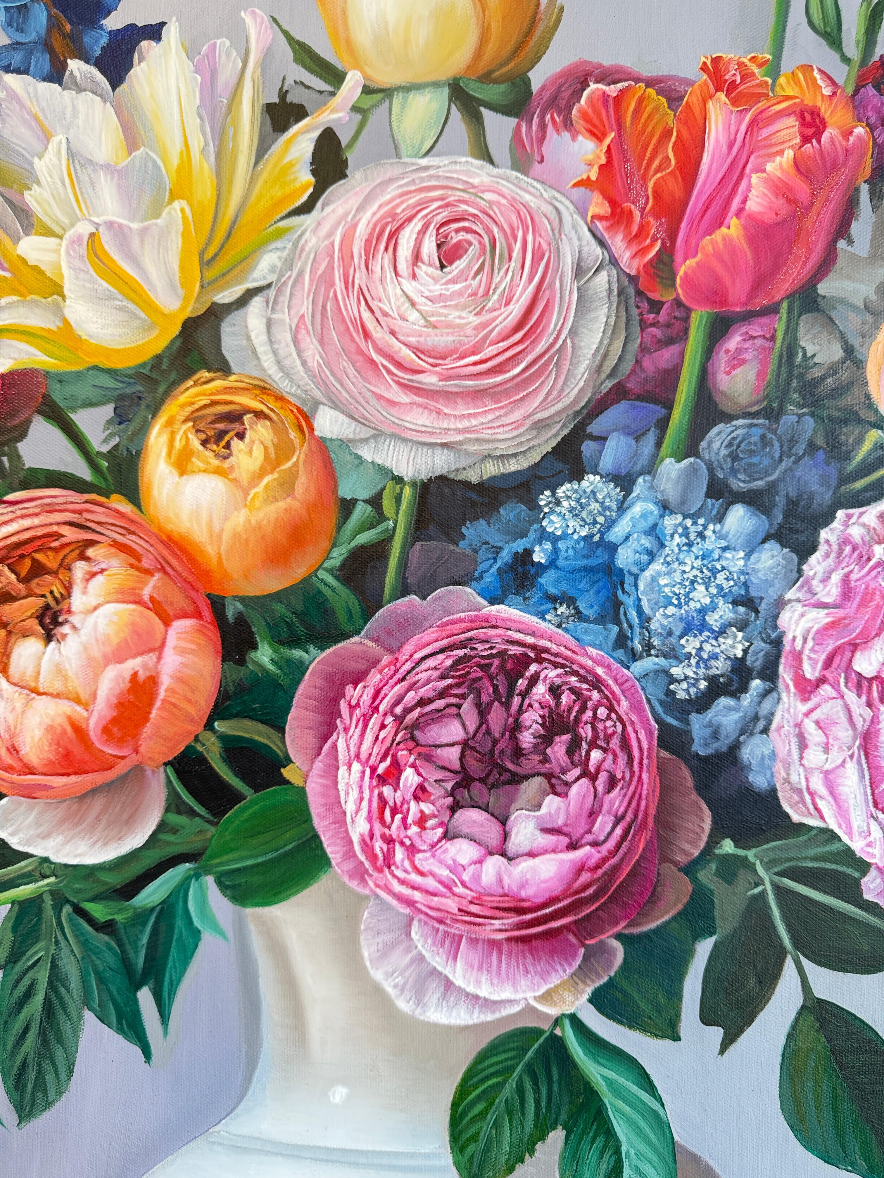 Je ne suis certain de rien d'autre que de l'affection du cœur - K.Husslein Nature morte fleurie en vente 8