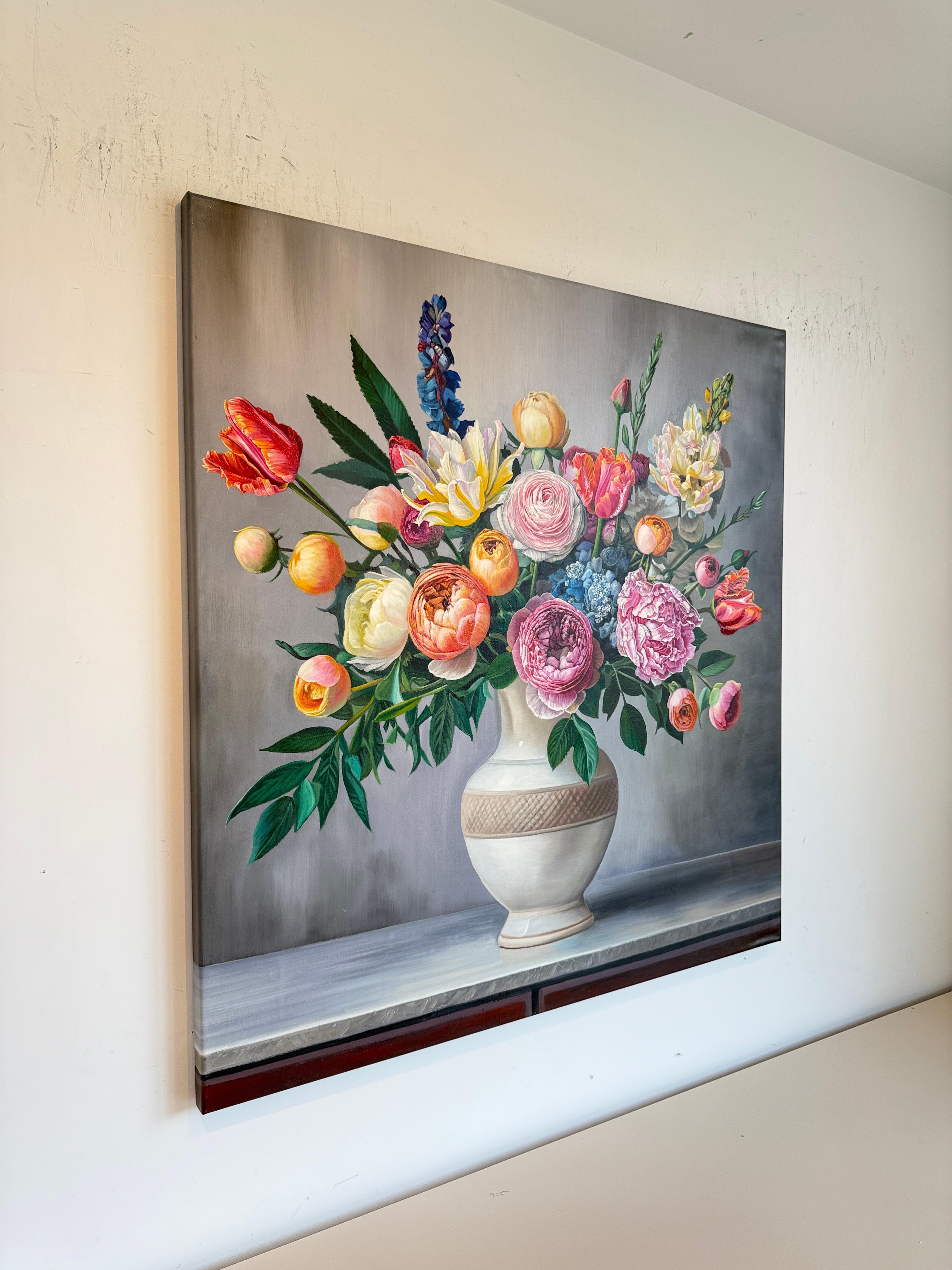 Je ne suis certain de rien d'autre que de l'affection du cœur - K.Husslein Nature morte fleurie en vente 2
