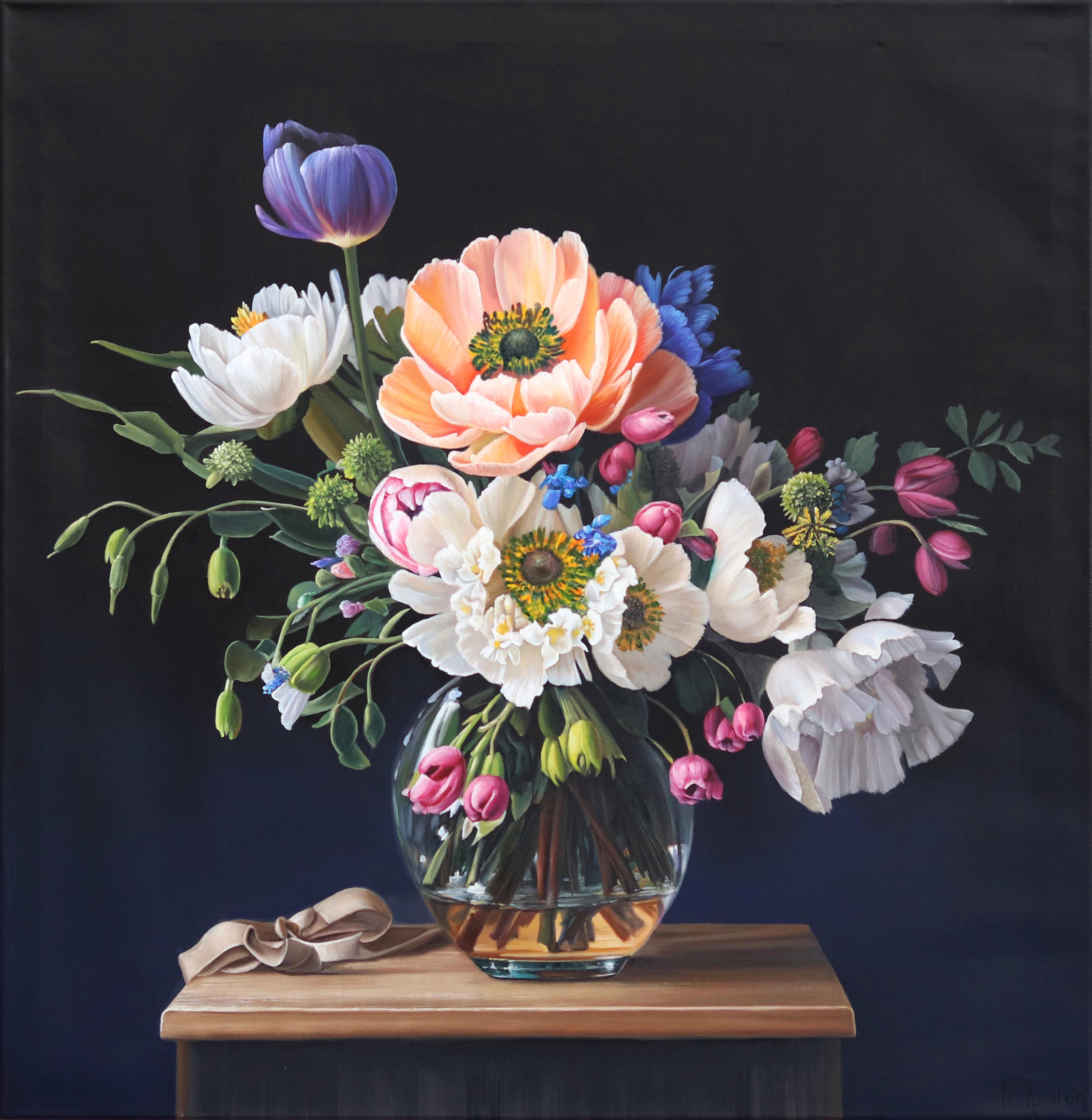 Katharina Husslein Figurative Painting - I Have Only My Dreams - Hyperrealist Botanical Floral Still Life Oil Painting