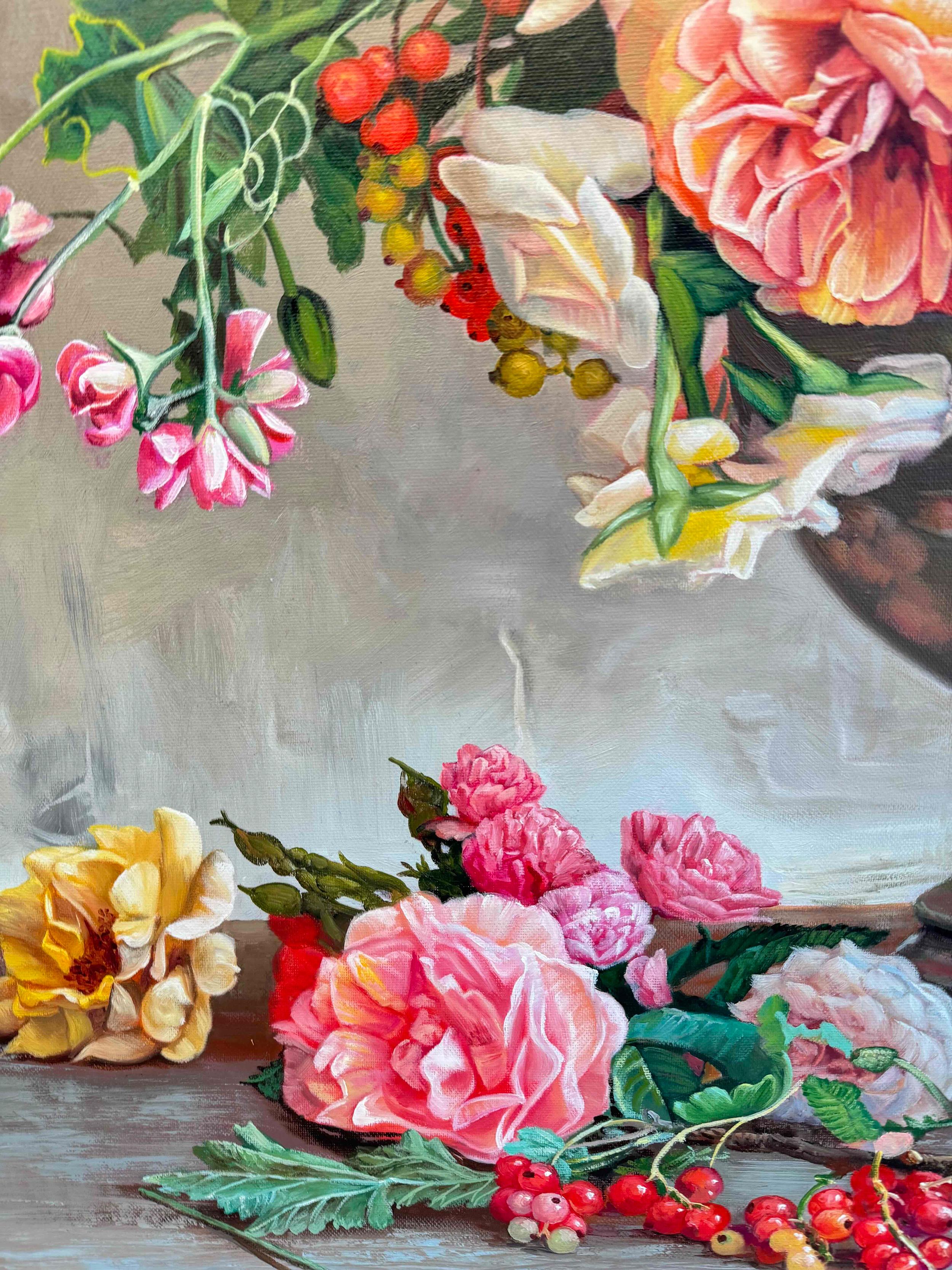 I seem to have loved you in numberless forms KHusslein Hyperrealistic Still life - Brown Landscape Painting by Katharina Husslein