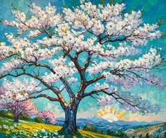 In the Heart of Forever by K.Husslein Impasto Landscape Tree Painting