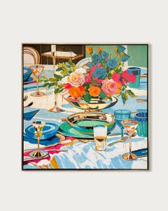 In the light of Company by K.Husslein Impasto Dinner Food Table Painting