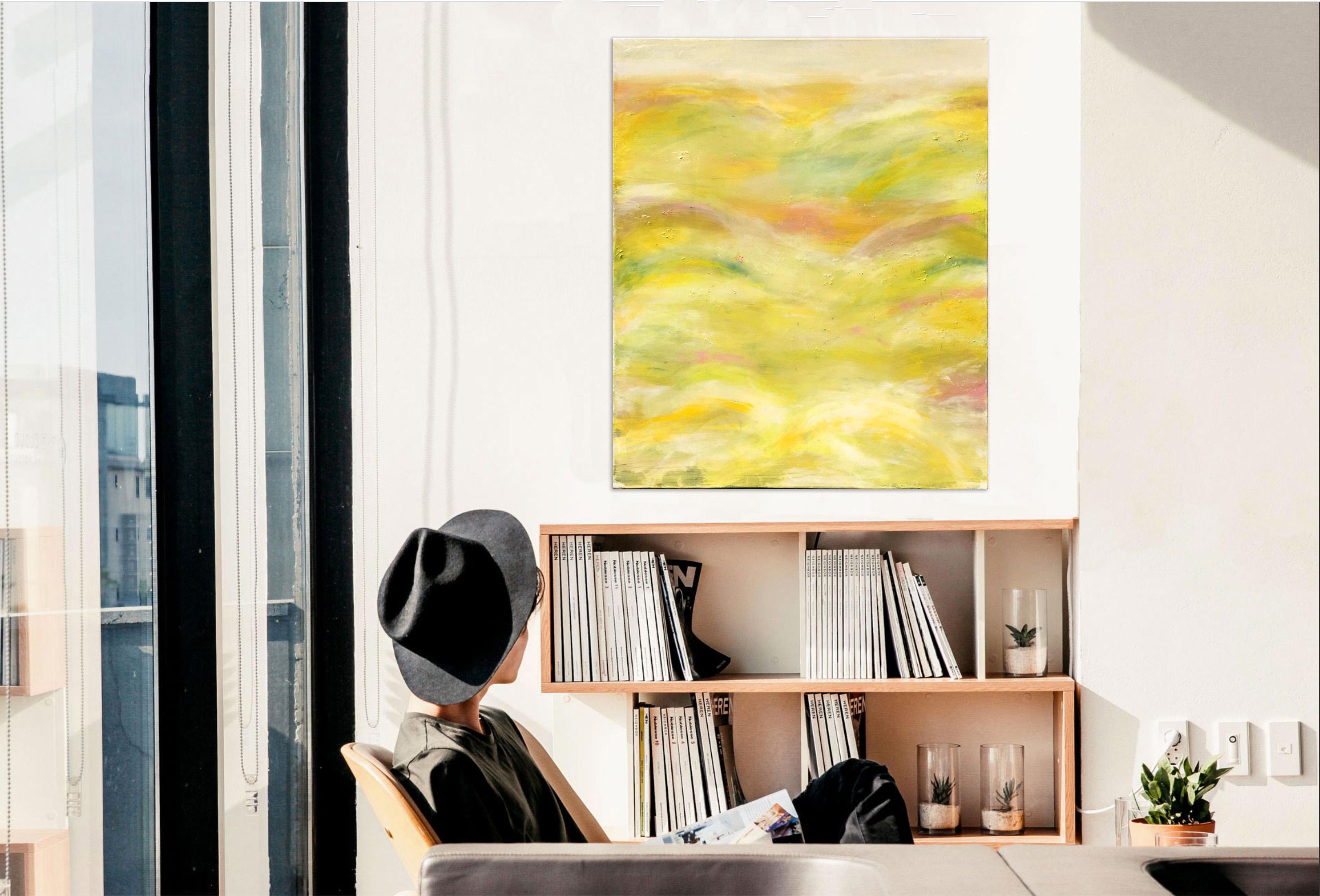 In the Meadow by Katharina Husslein Abstract Yellow Resin Contemporary landscape For Sale 8