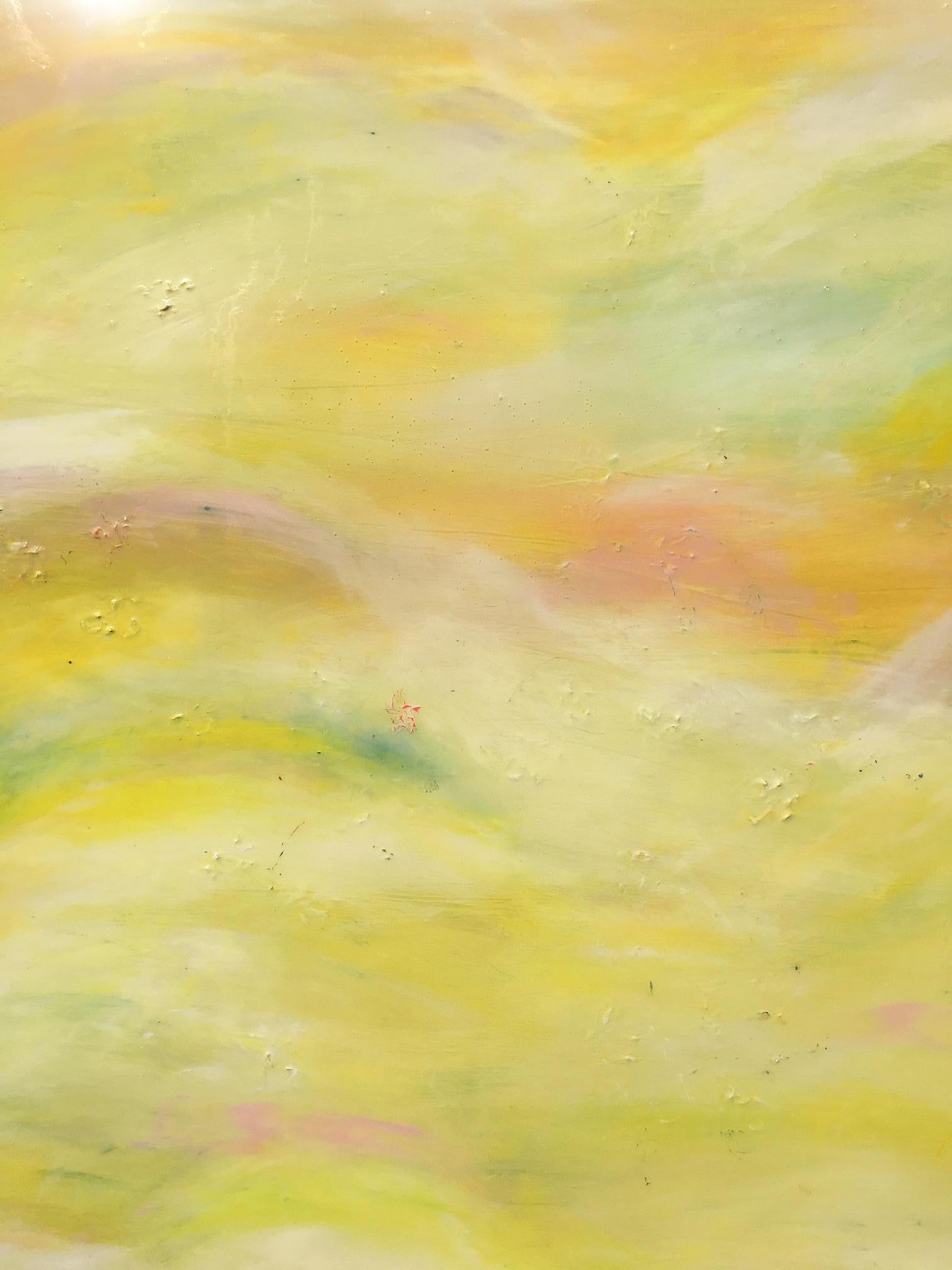 In the Meadow by Katharina Husslein Abstract Yellow Resin Contemporary landscape For Sale 2