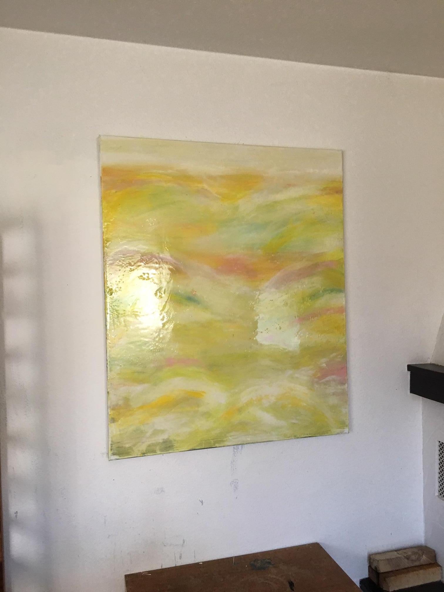 In the Meadow by Katharina Husslein Abstract Yellow Resin Contemporary landscape For Sale 7