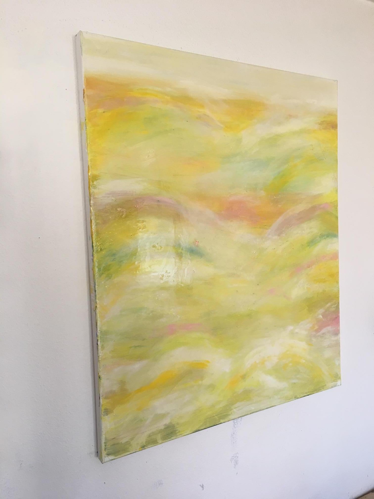 In the Meadow by Katharina Husslein Abstract Yellow Resin Contemporary landscape For Sale 3