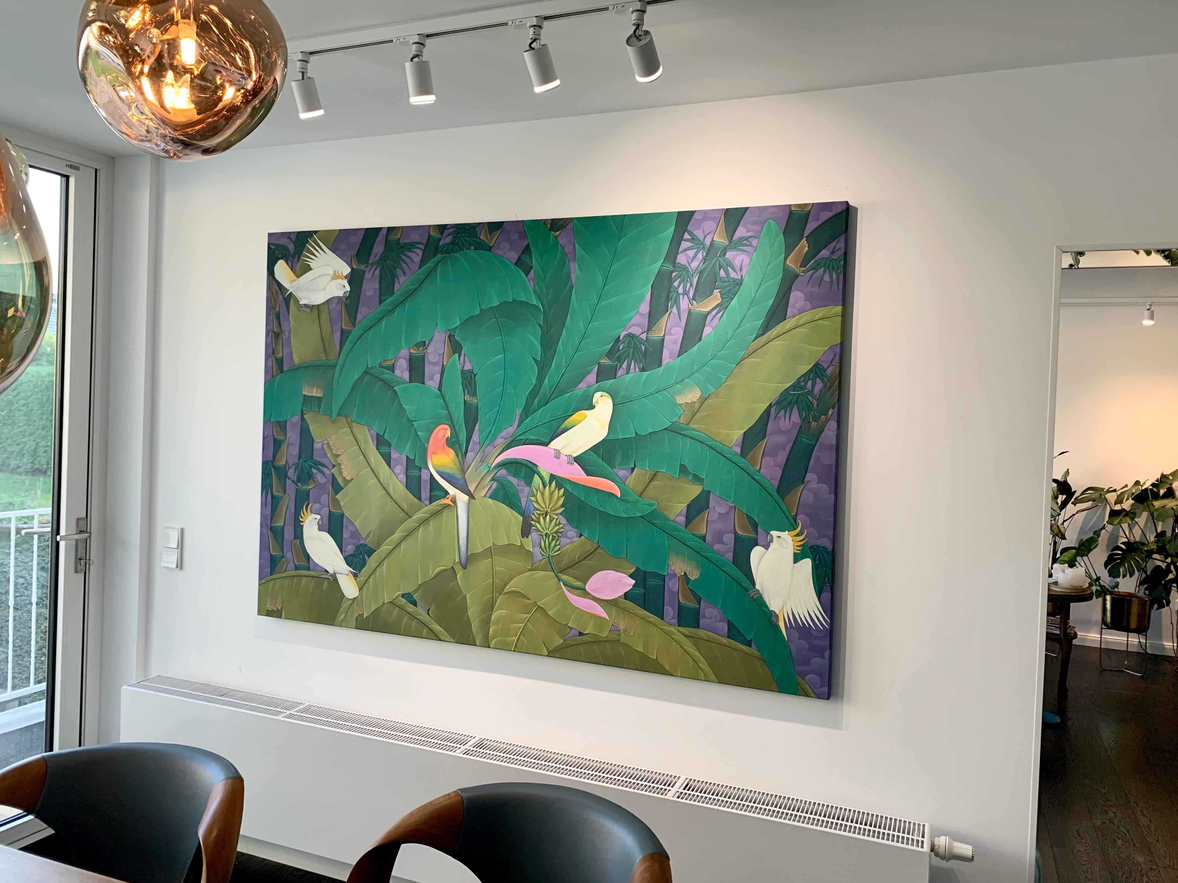 Nella foresta pluviale di Katharina Husslein Quadro contemporaneo colorato di grandi dimensioni 13