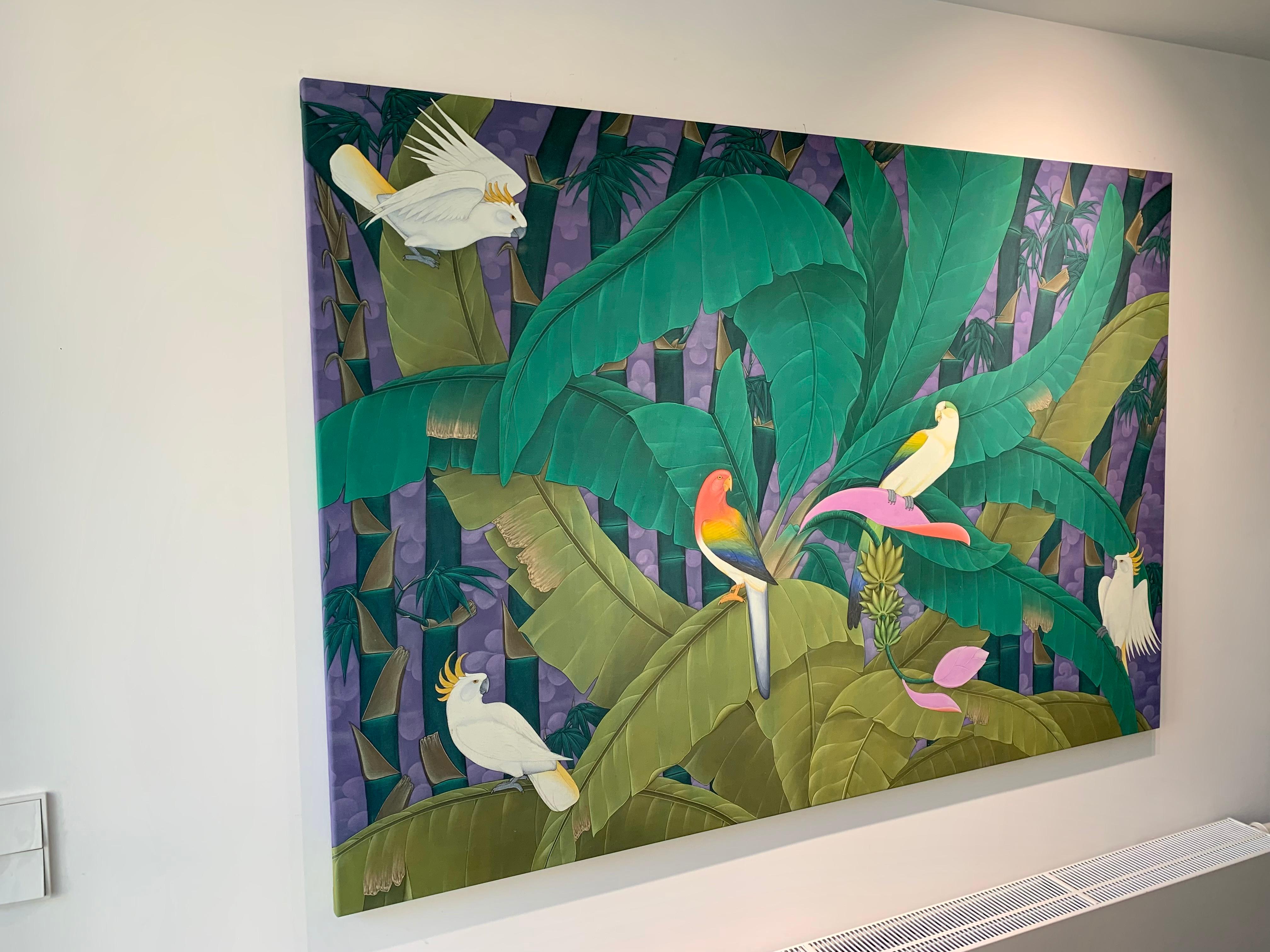 Nella foresta pluviale di Katharina Husslein Quadro contemporaneo colorato di grandi dimensioni 6