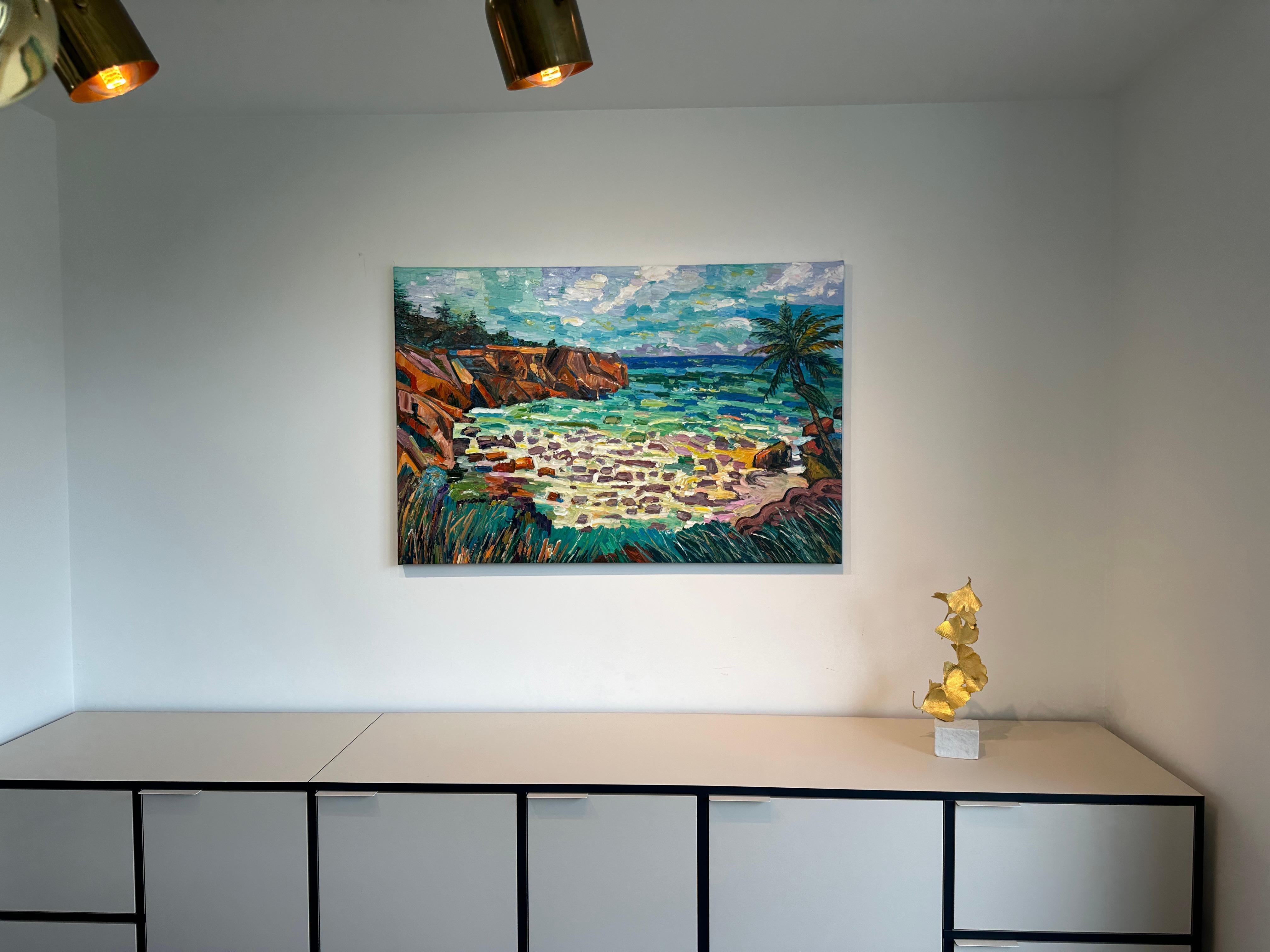 Pace interiore - Katharina Husslein, pittura ad olio colorata di paesaggio ad impasto 9
