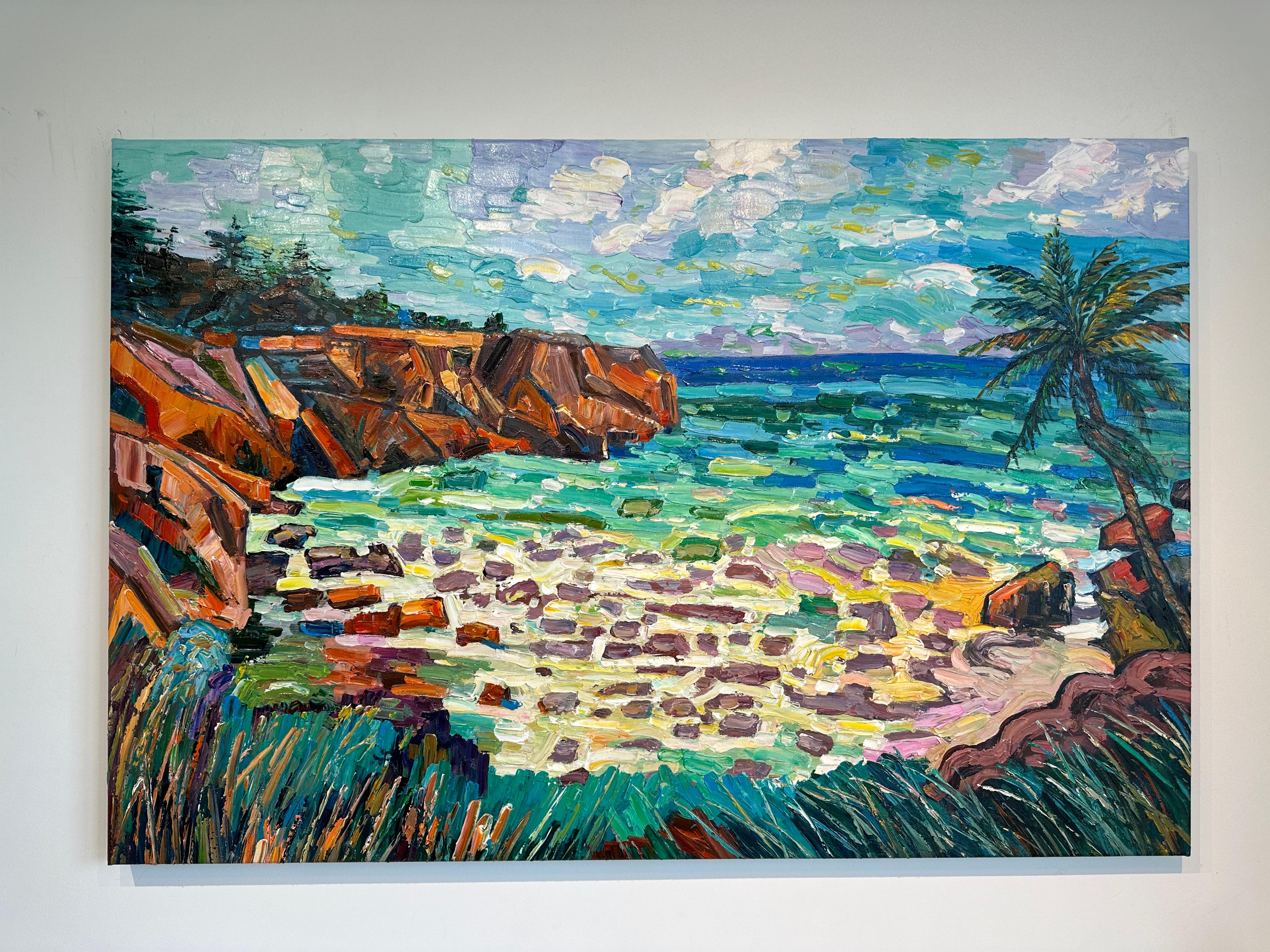 Pace interiore - Katharina Husslein, pittura ad olio colorata di paesaggio ad impasto 10