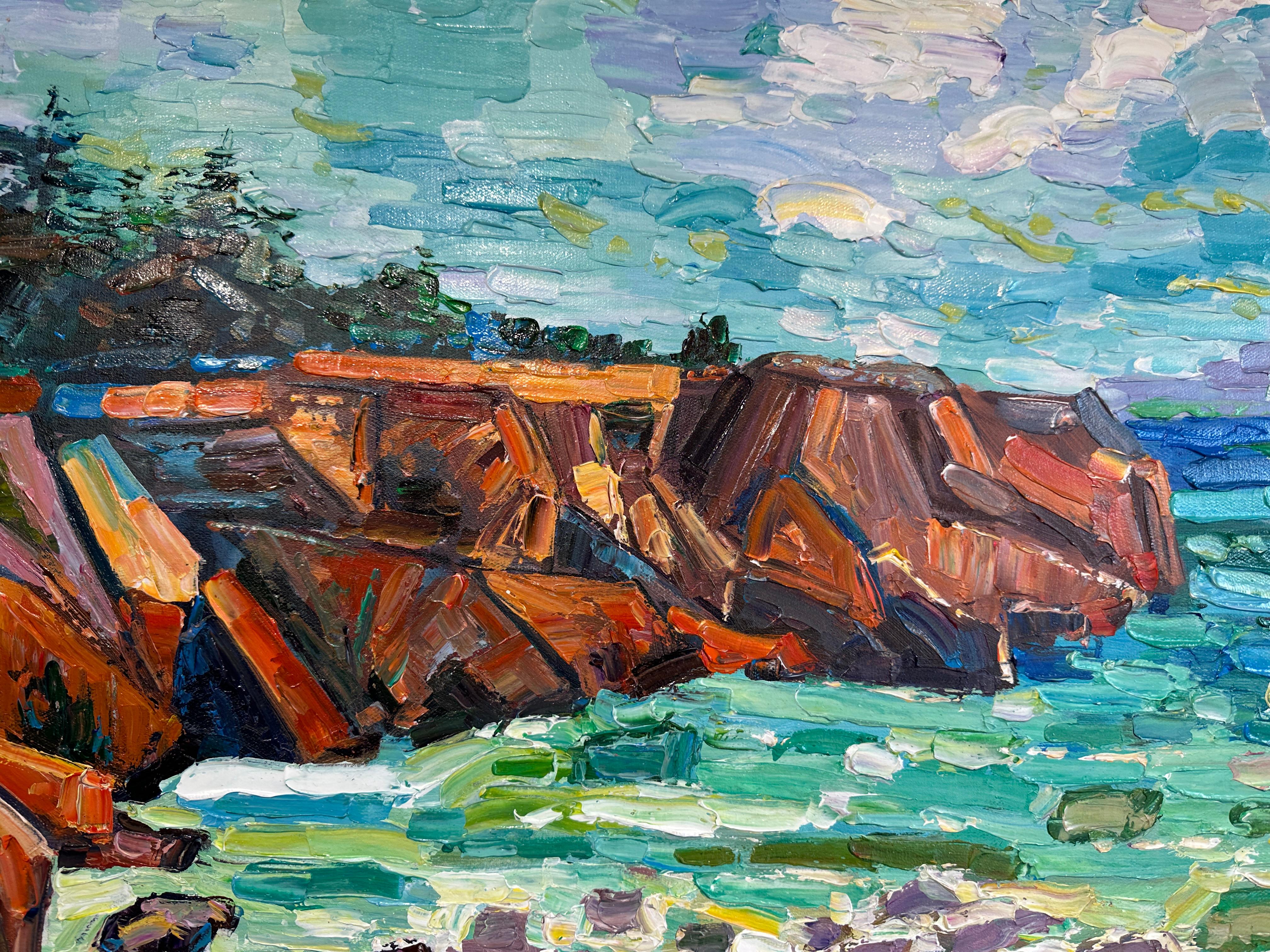 Pace interiore - Katharina Husslein, pittura ad olio colorata di paesaggio ad impasto 11