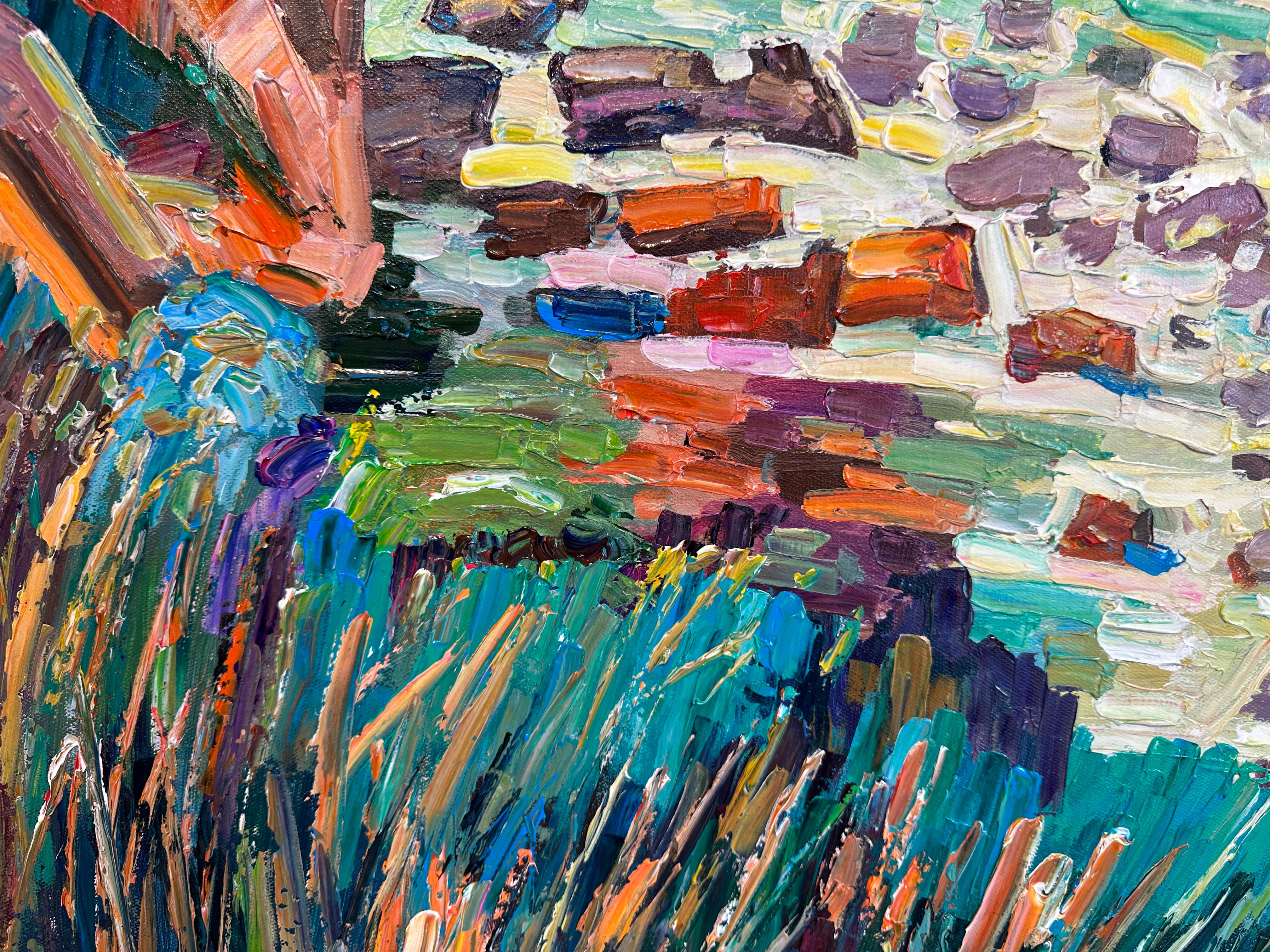 Pace interiore - Katharina Husslein, pittura ad olio colorata di paesaggio ad impasto 12