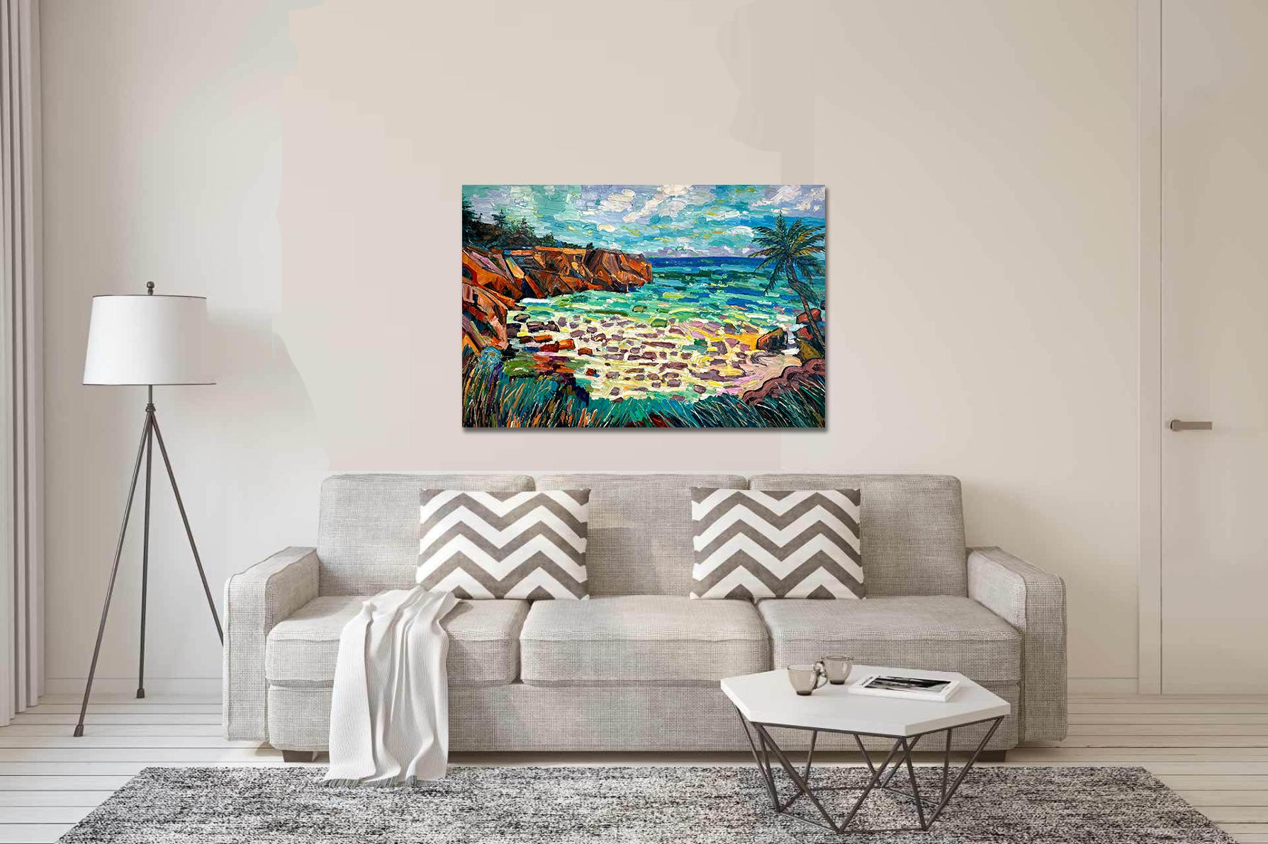 Pace interiore - Katharina Husslein, pittura ad olio colorata di paesaggio ad impasto 2