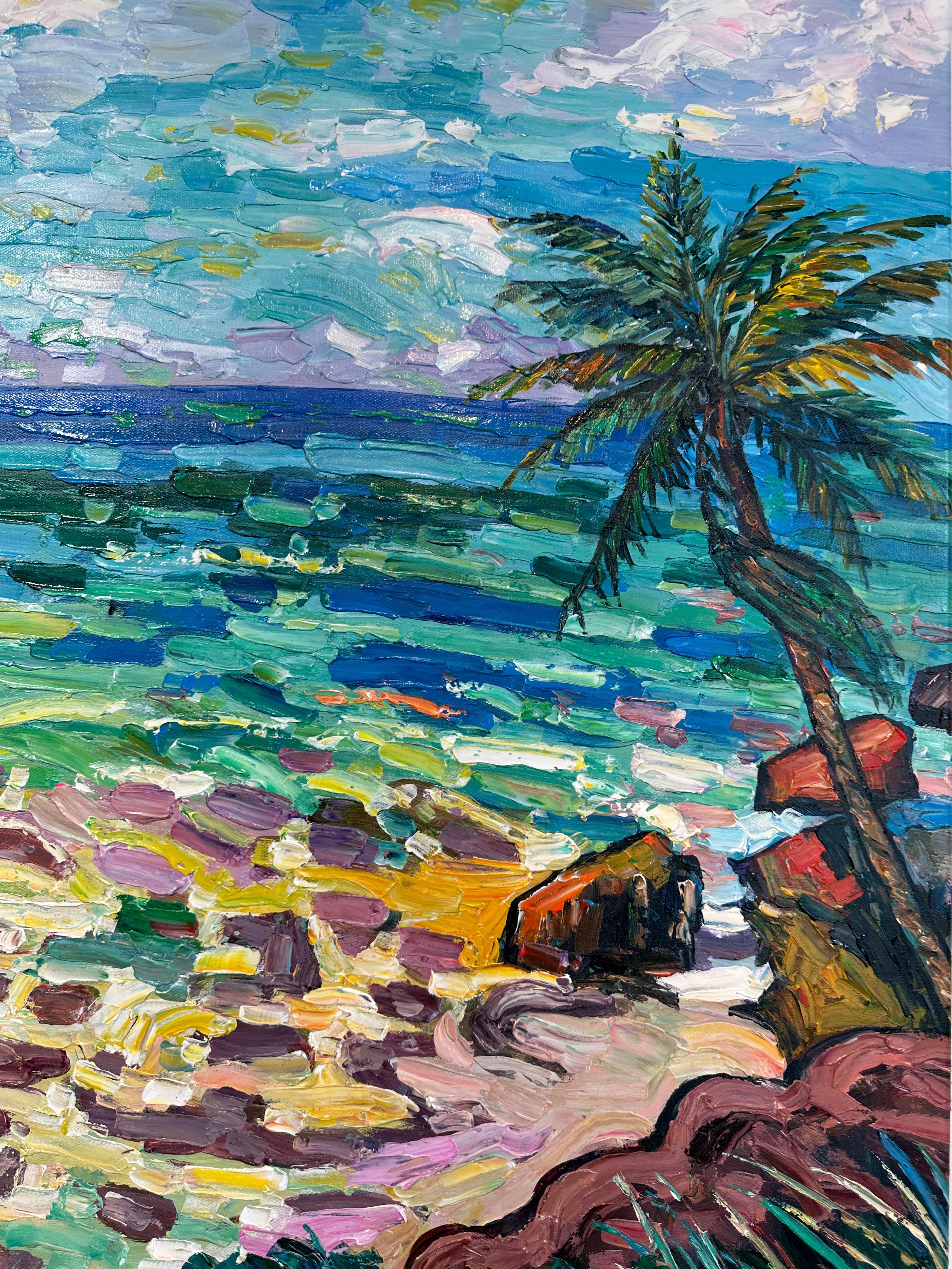 Pace interiore - Katharina Husslein, pittura ad olio colorata di paesaggio ad impasto 6