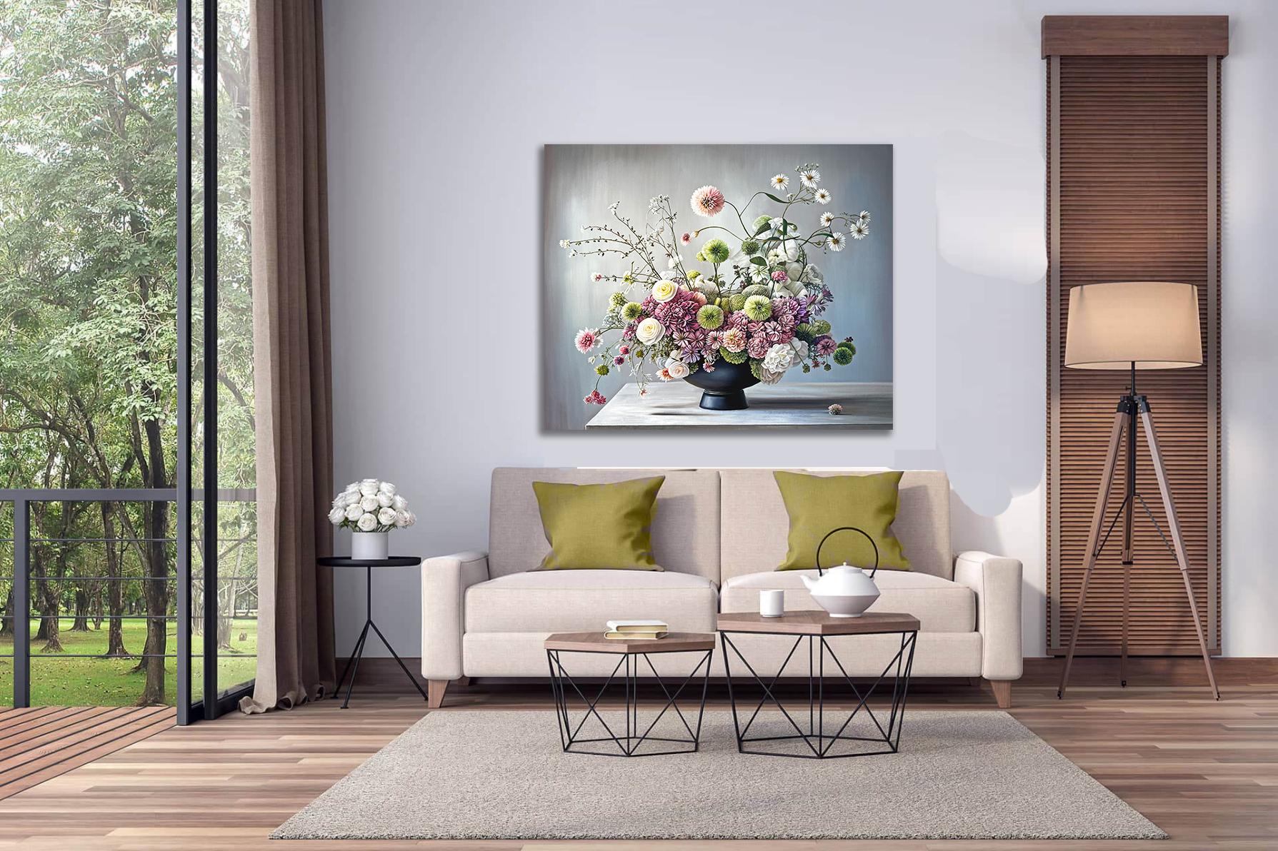 Let's go upward together by K Husslein Botanical Hyperrealistic Still life  - Abstract Painting by Katharina Husslein