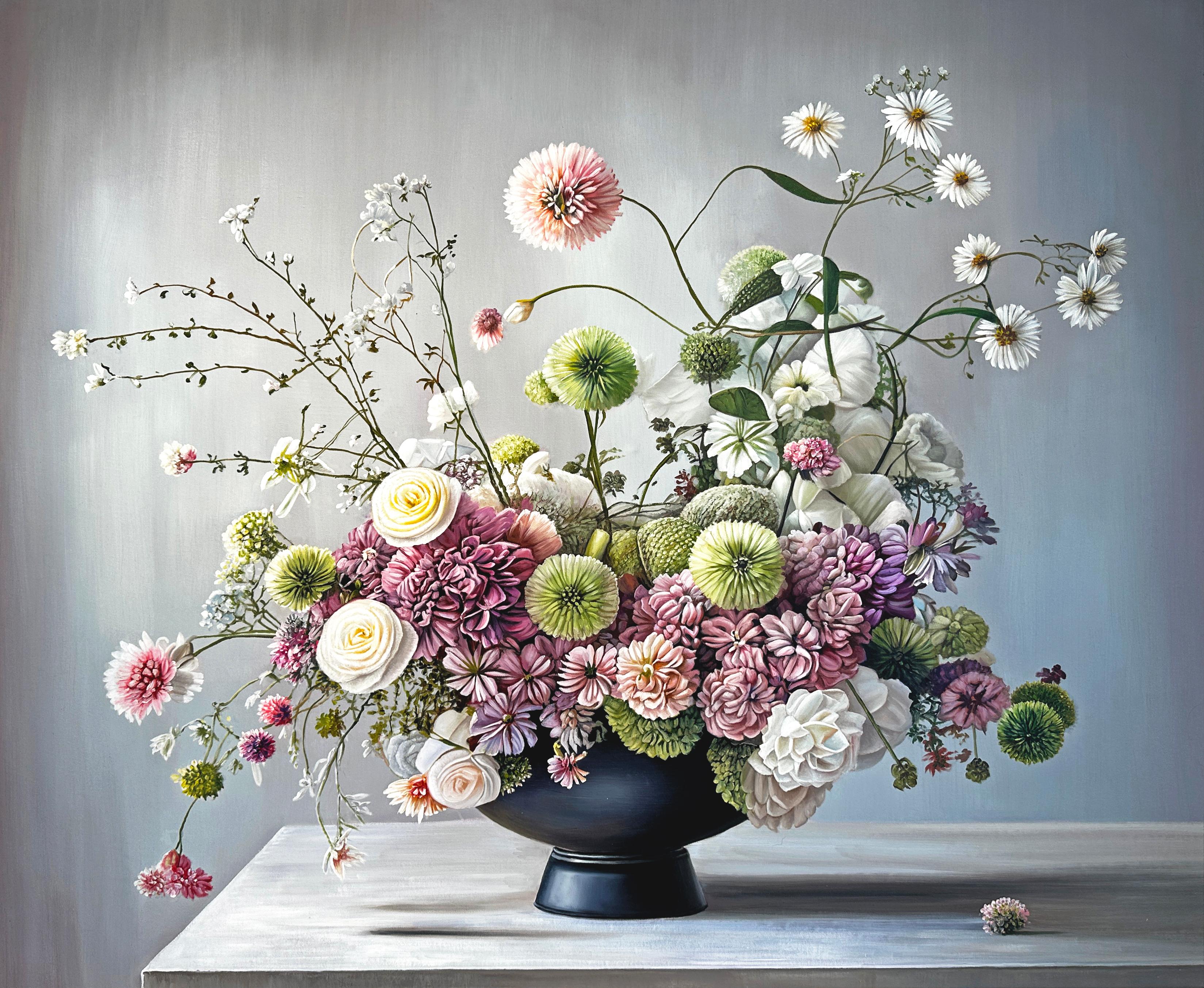 Let's go upward together by K Husslein Botanical Hyperrealistic Still life  - Painting by Katharina Husslein