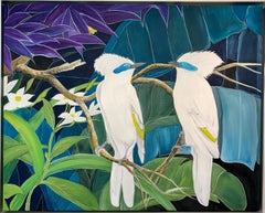 Love Birds by Katharina Husslein Colorful Contemporary Nature Painting
