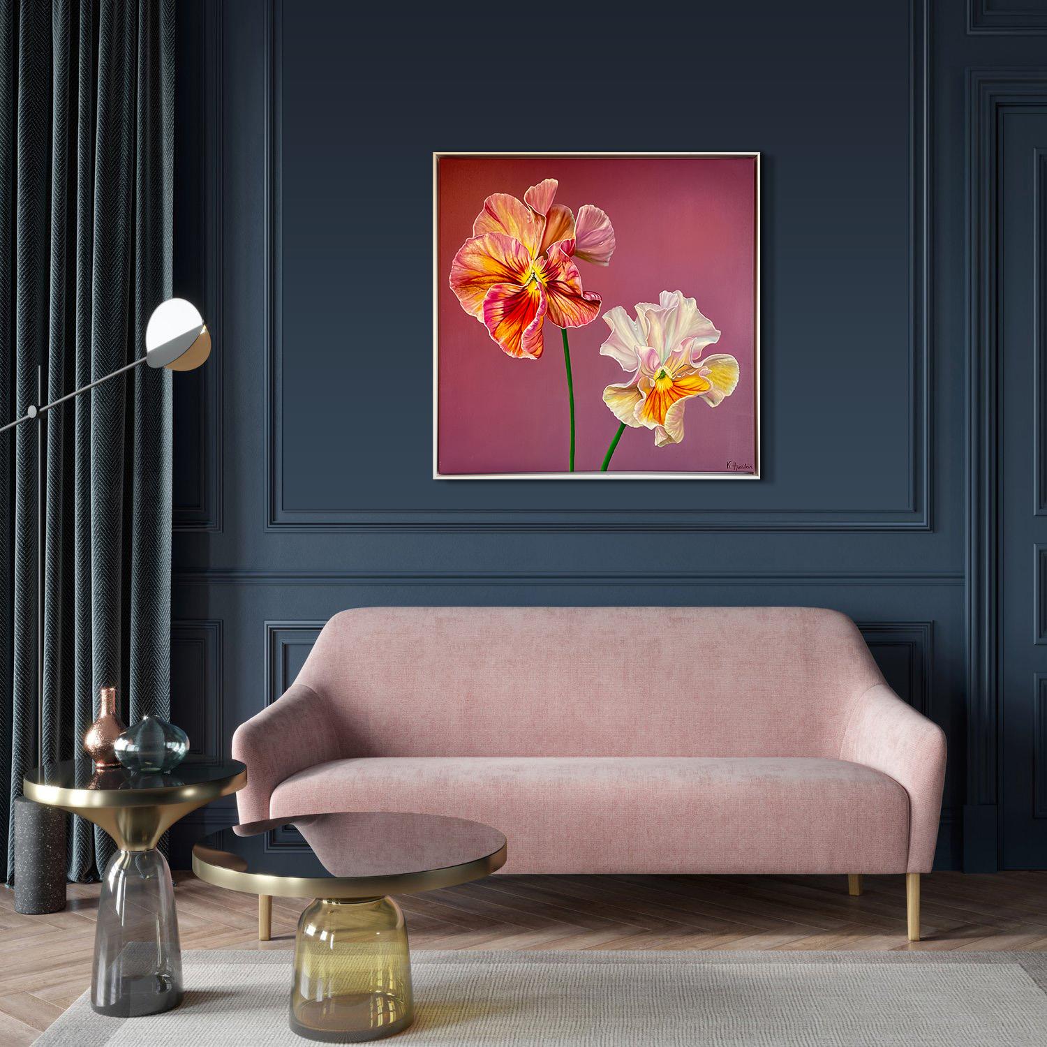 This is a beautiful oil painting of an array of flowers in a vase in front of dark background.
Reminding us of old master paintings, this is a brand new painting full elegance and timeless elegance.
The botanical paintings by Katharina Husslein have