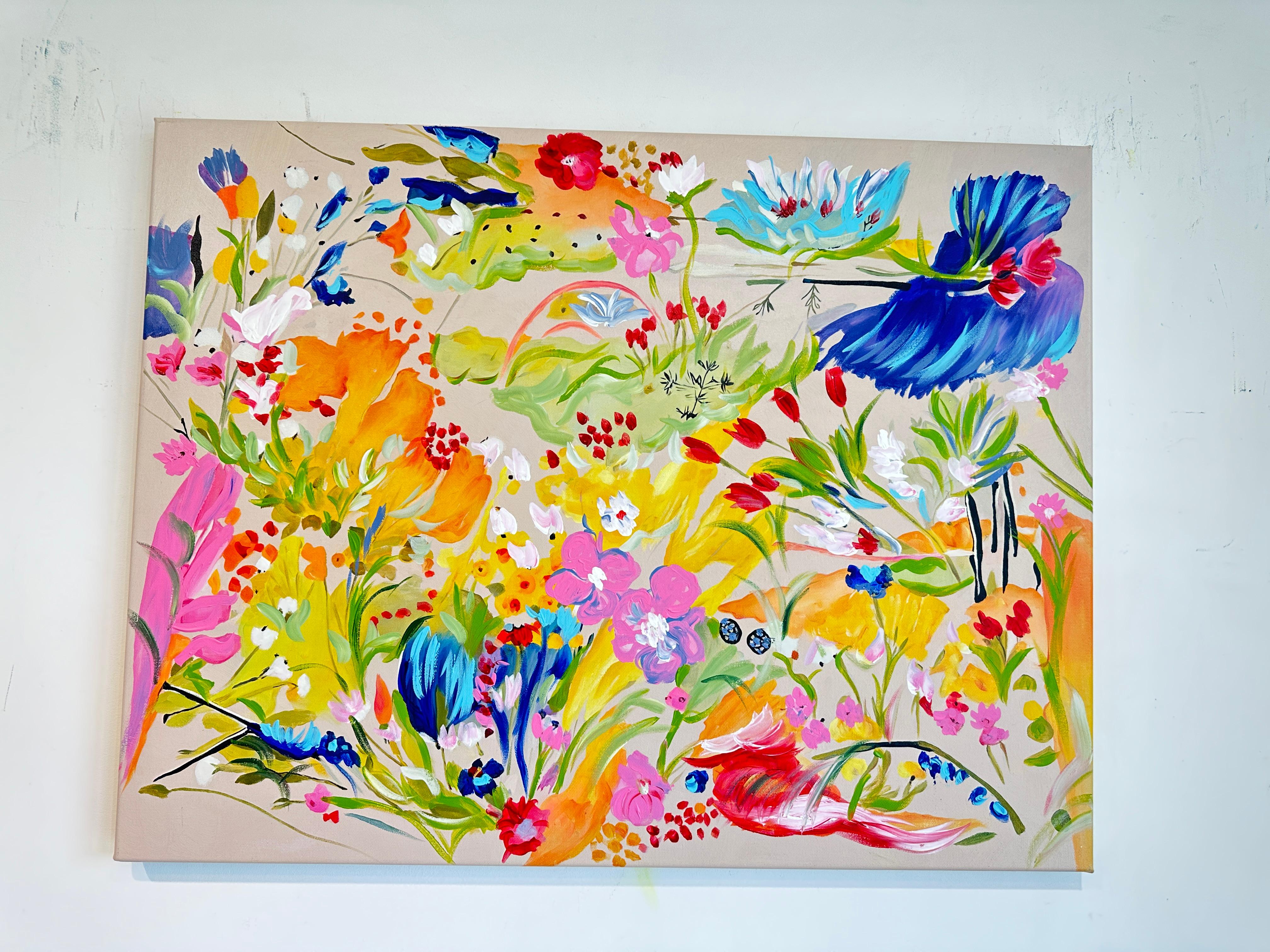 Amor en flor by K Husslein Pintura botánica abstracta de flores - Painting Abstracto de Katharina Husslein
