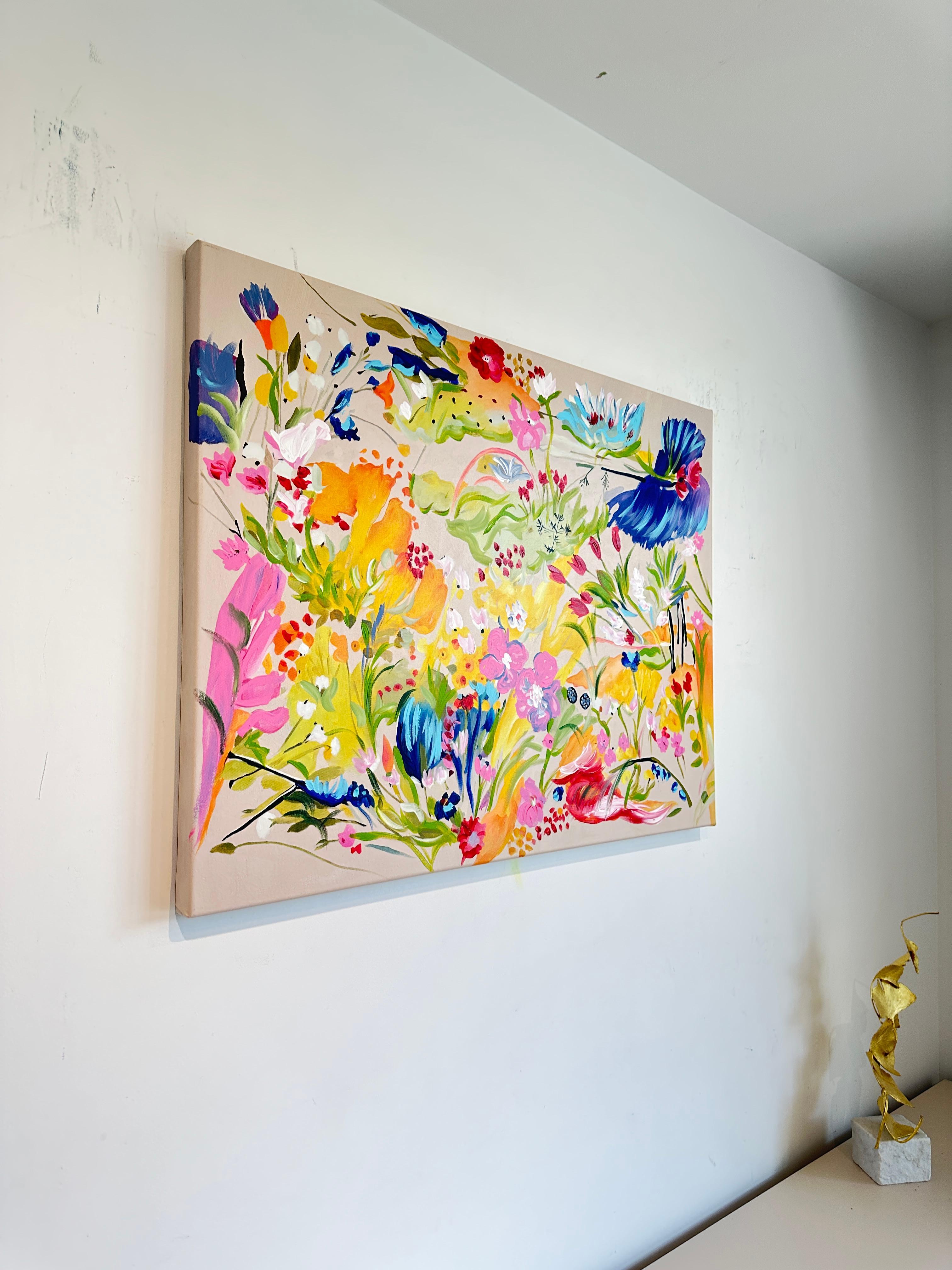 Amor en flor by K Husslein Pintura botánica abstracta de flores 2