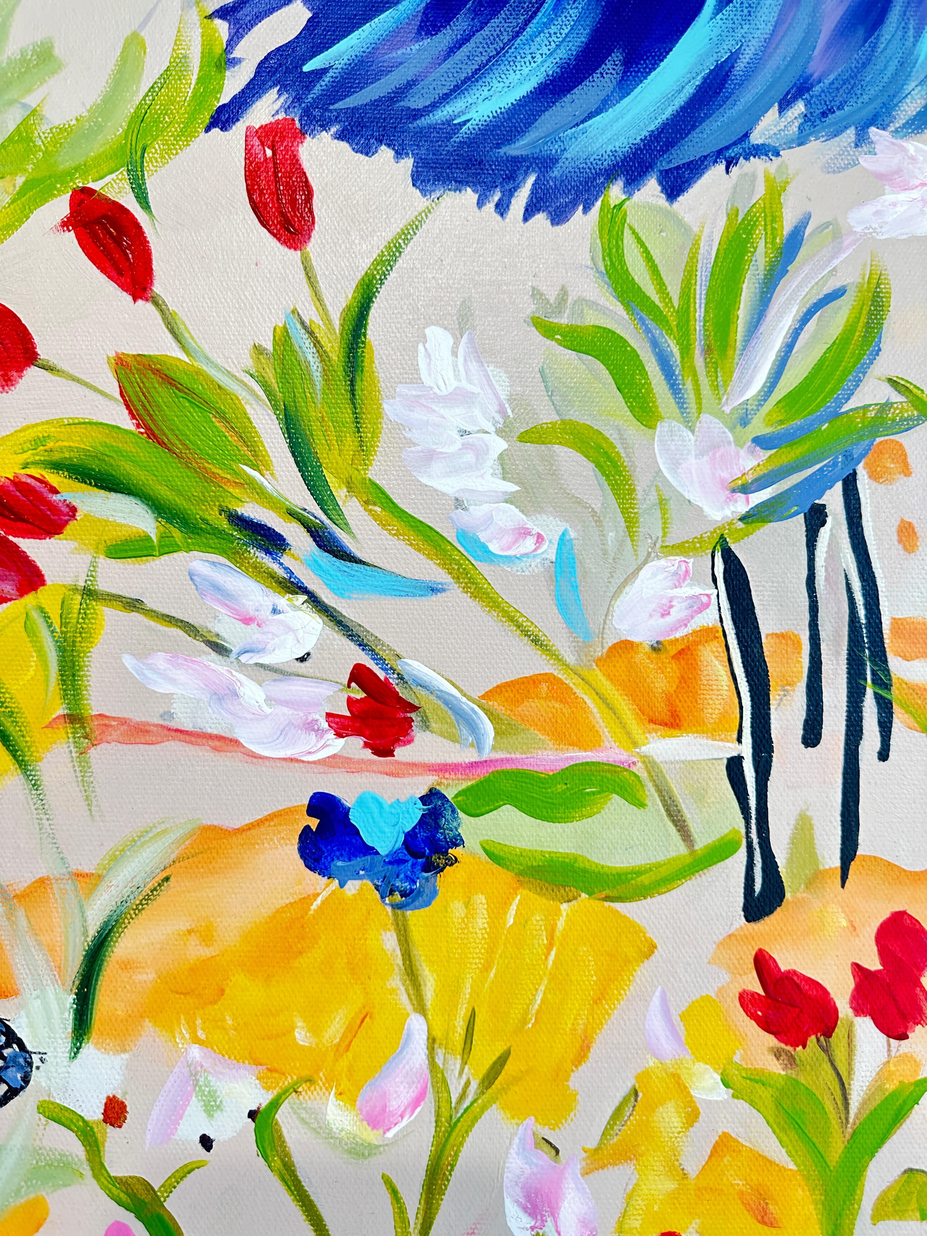 Amor en flor by K Husslein Pintura botánica abstracta de flores 3