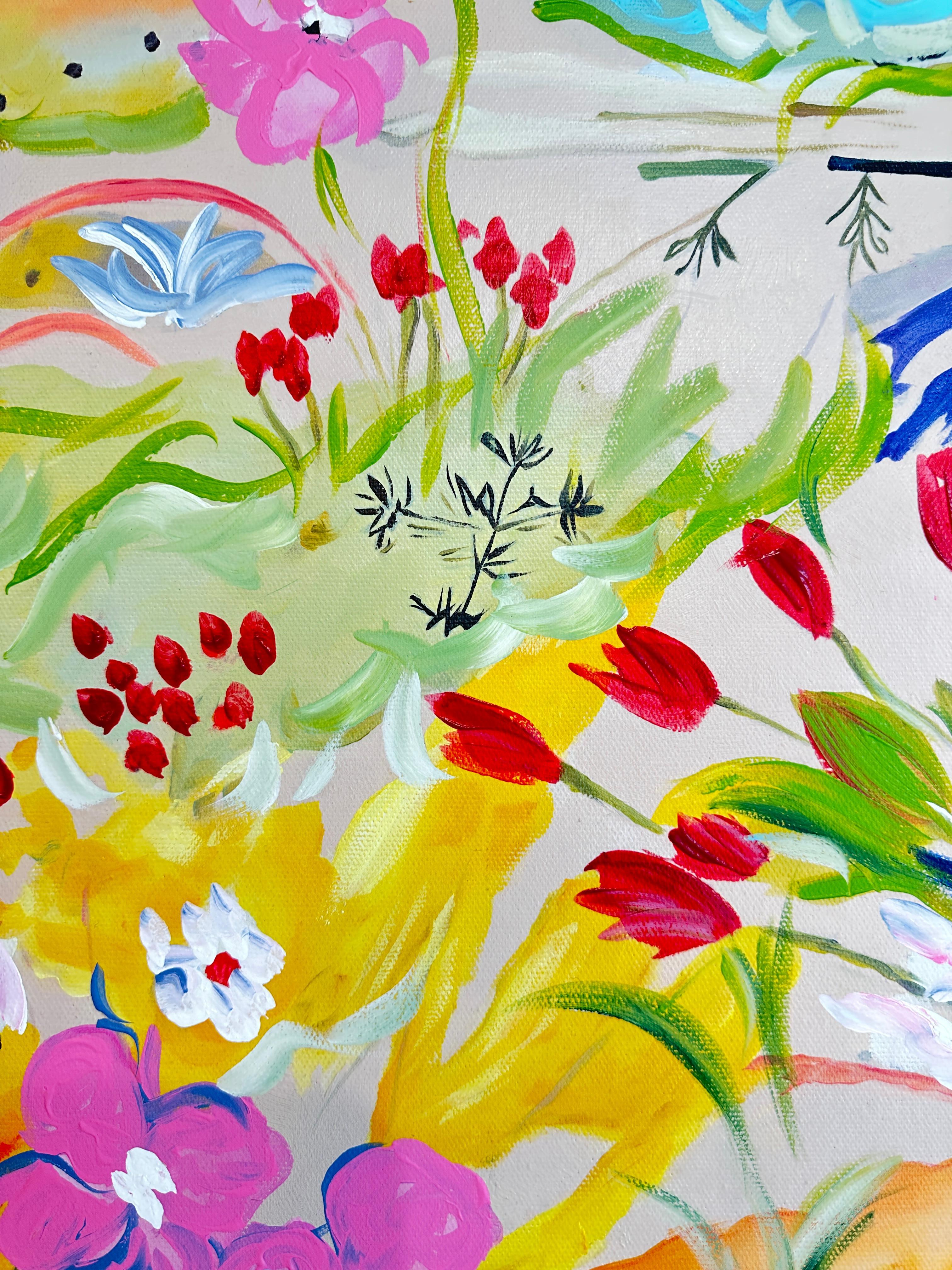 Amor en flor by K Husslein Pintura botánica abstracta de flores 5