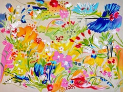 Amor en flor by K Husslein Pintura botánica abstracta de flores