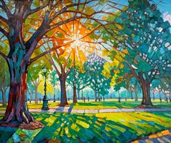 Love in the golden Lights by K.Husslein Impasto Botany Plant Painting