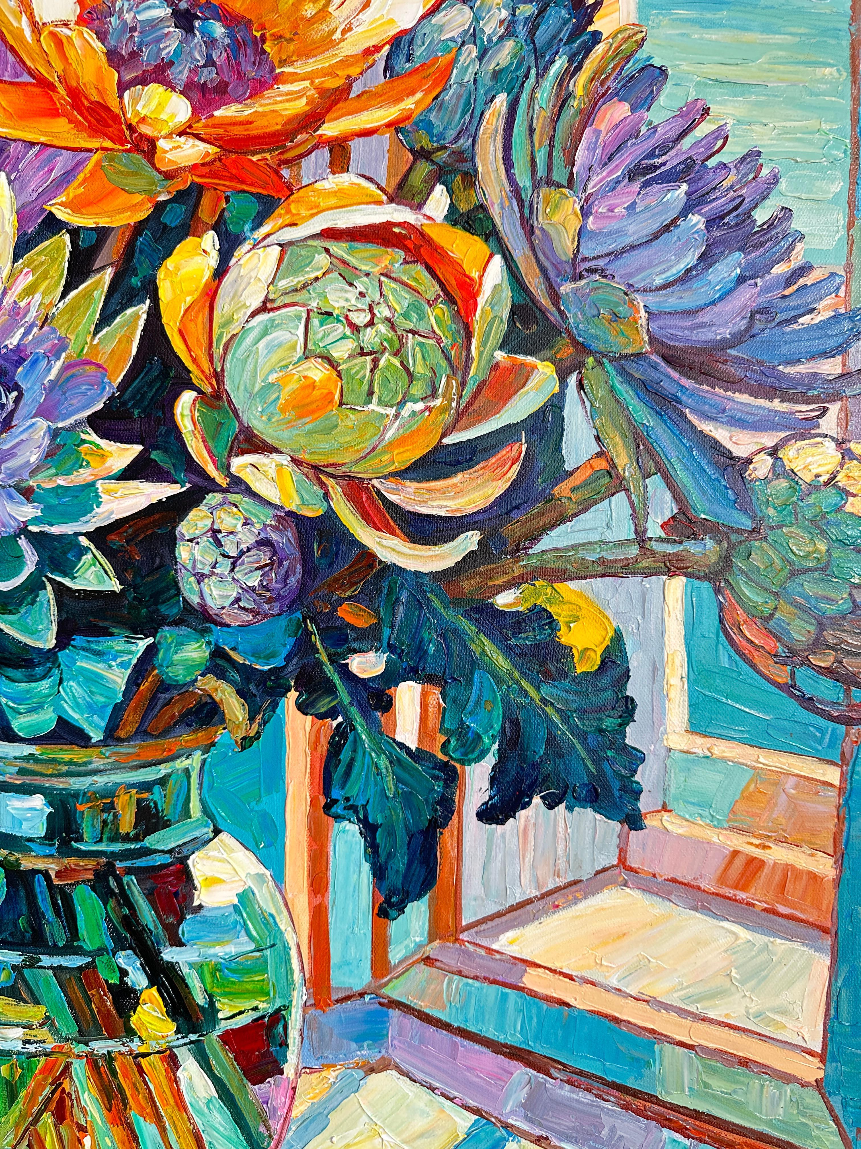 Amami Ieri Oggi e Domani di K.K. Impasto Pittura floreale in vendita 3