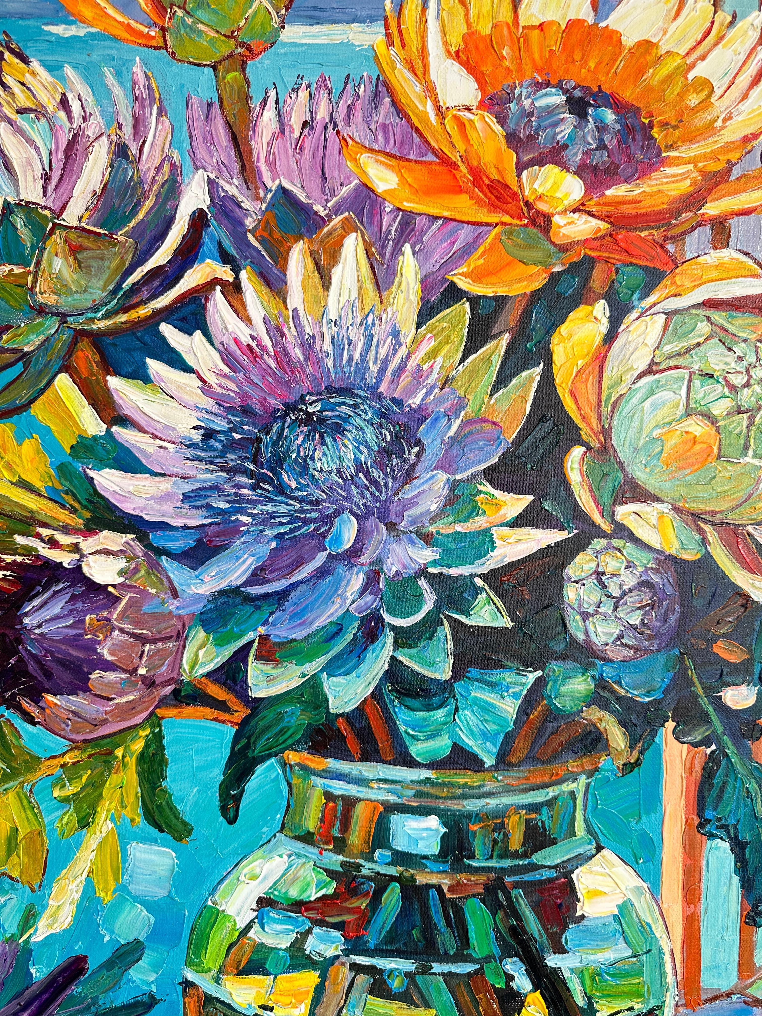 Amami Ieri Oggi e Domani di K.K. Impasto Pittura floreale in vendita 6