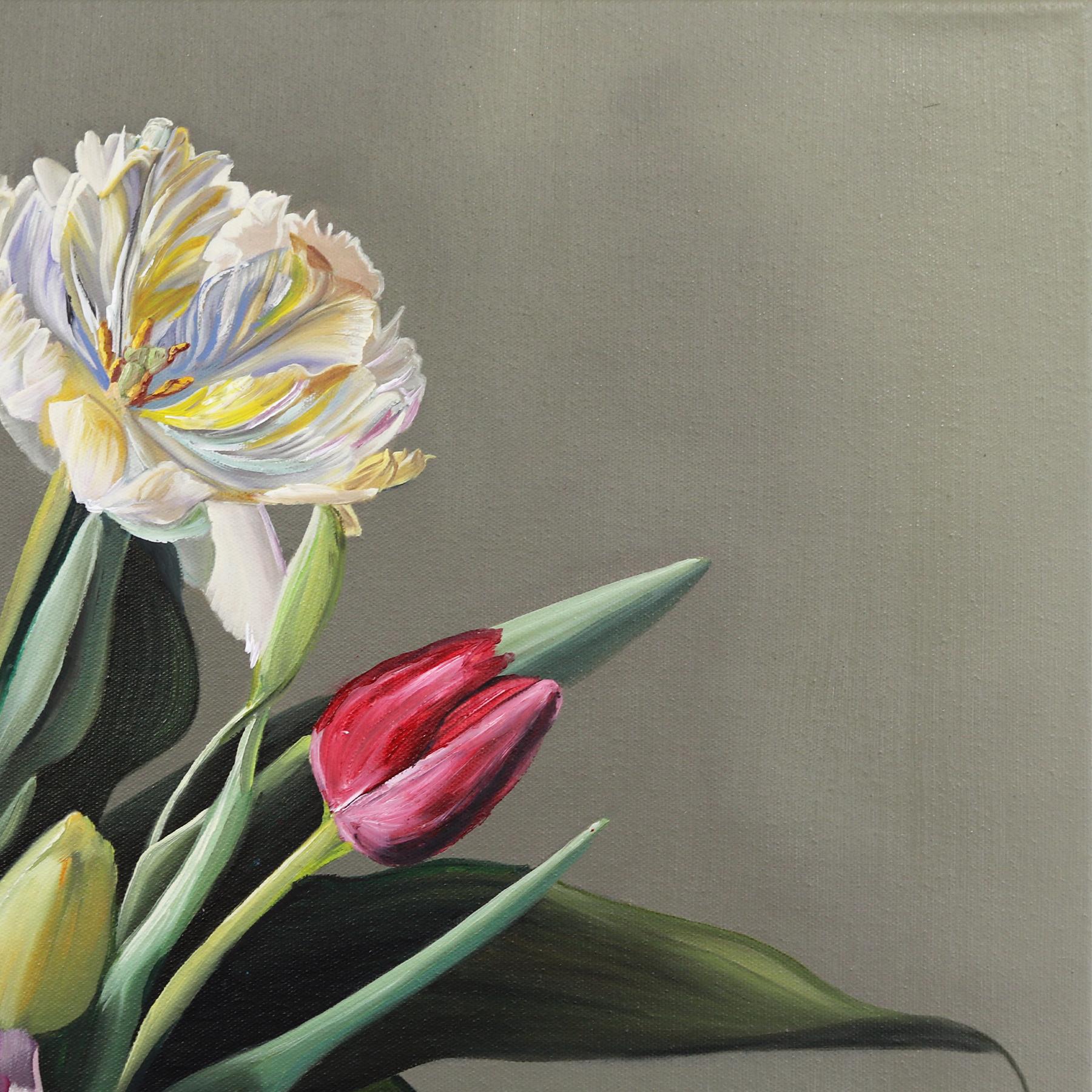 Love Somebody Like You - Colorful Hyperrealist Floral Still Life Oil Painting For Sale 3