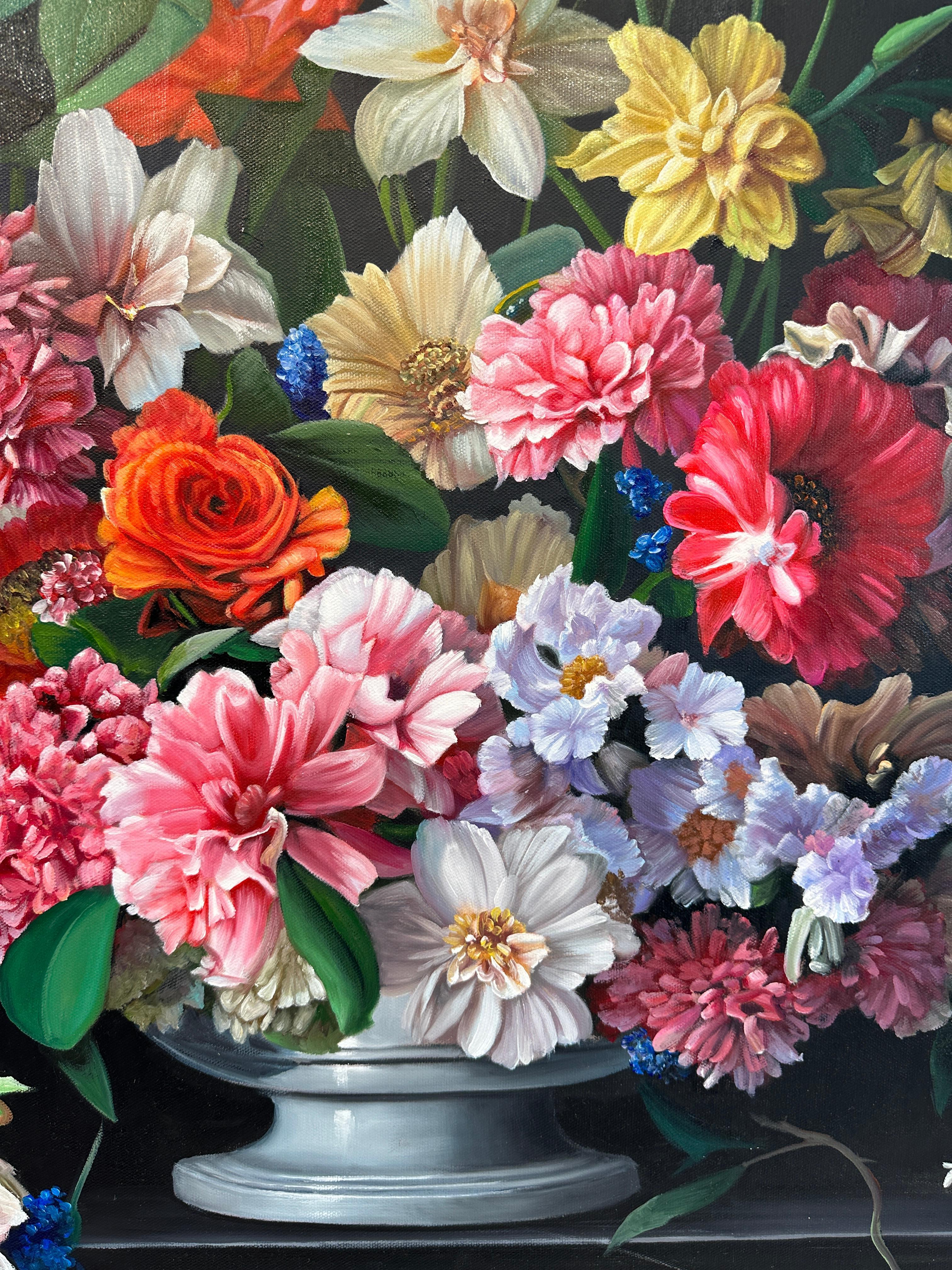 Love's Philosophy by K Husslein Botanical Hyperrealistic Still life oil painting For Sale 2