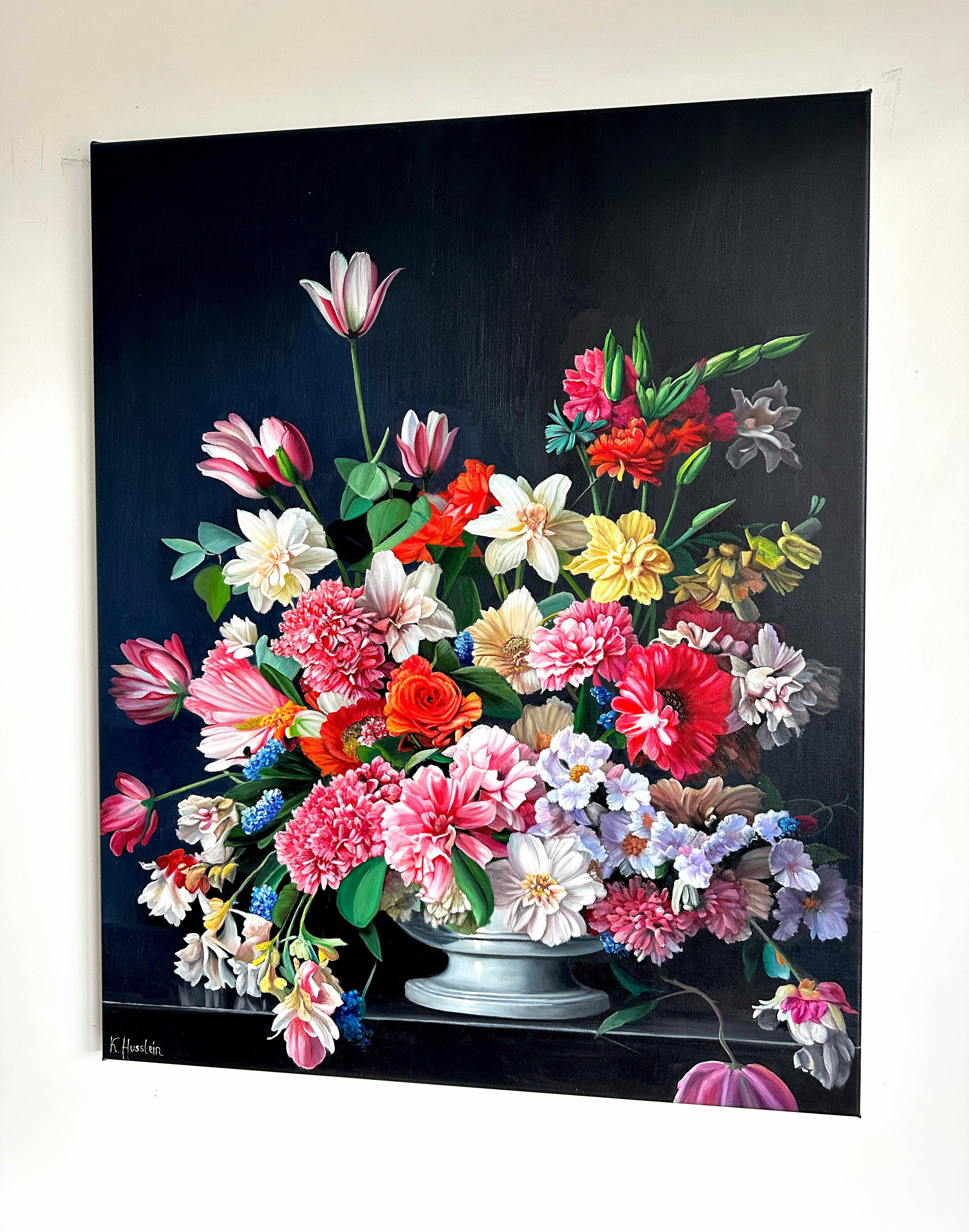 Love's Philosophy by K Husslein Botanical Hyperrealistic Still life oil painting For Sale 6