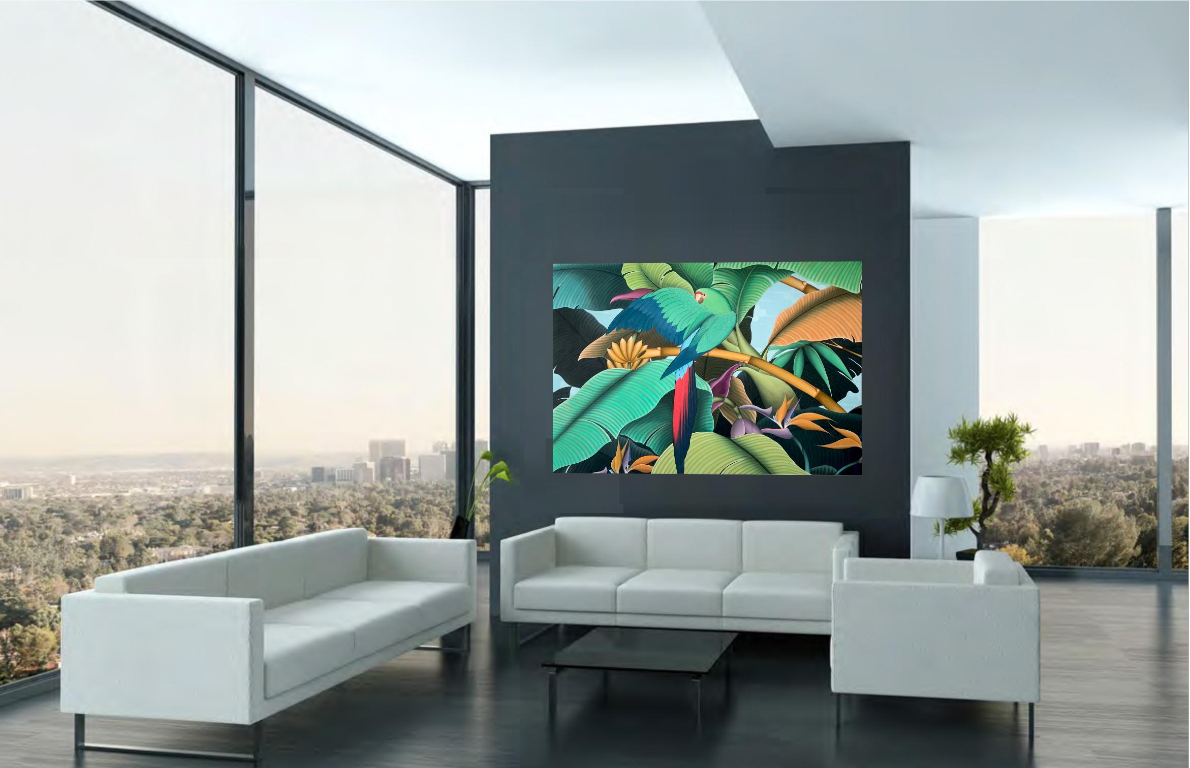 Giungla magica di Katharina Husslein Pittura naturalistica contemporanea e colorata in vendita 12