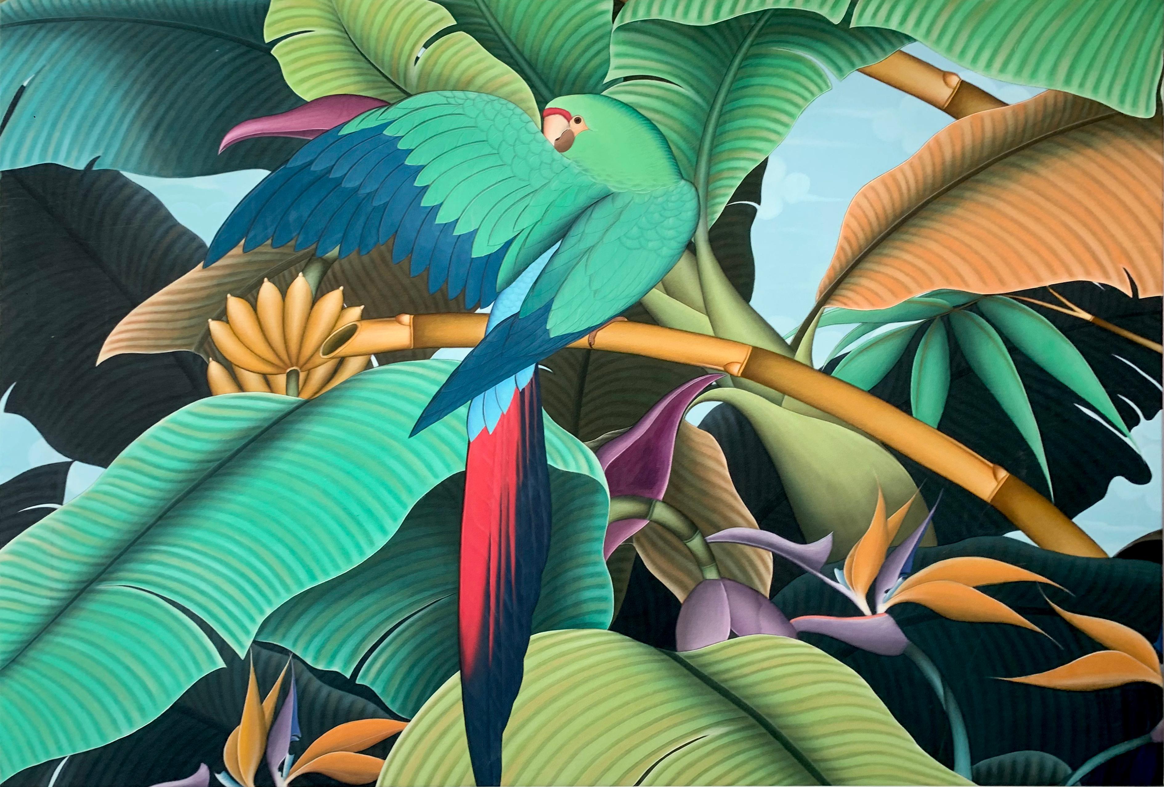 This is a beautiful painting of one big parrot sitting on a tree in the jungle. This original painting is elegant and a statement piece.
Contemporary painting full of details and colors, inspired by beautiful parts of nature that need more