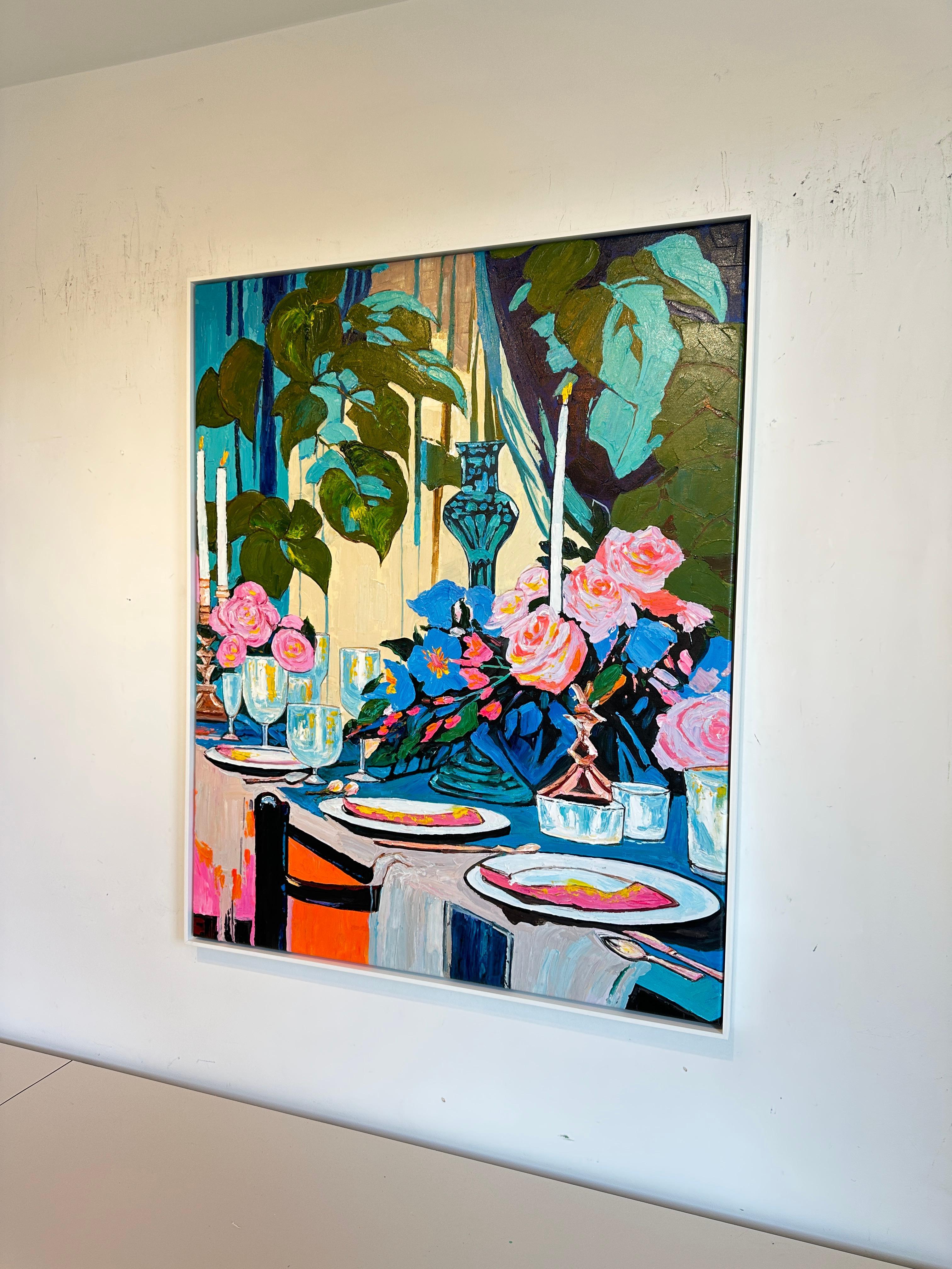Peinture de table Midnight at the long Table de K.Husslein Impasto Flower en vente 7