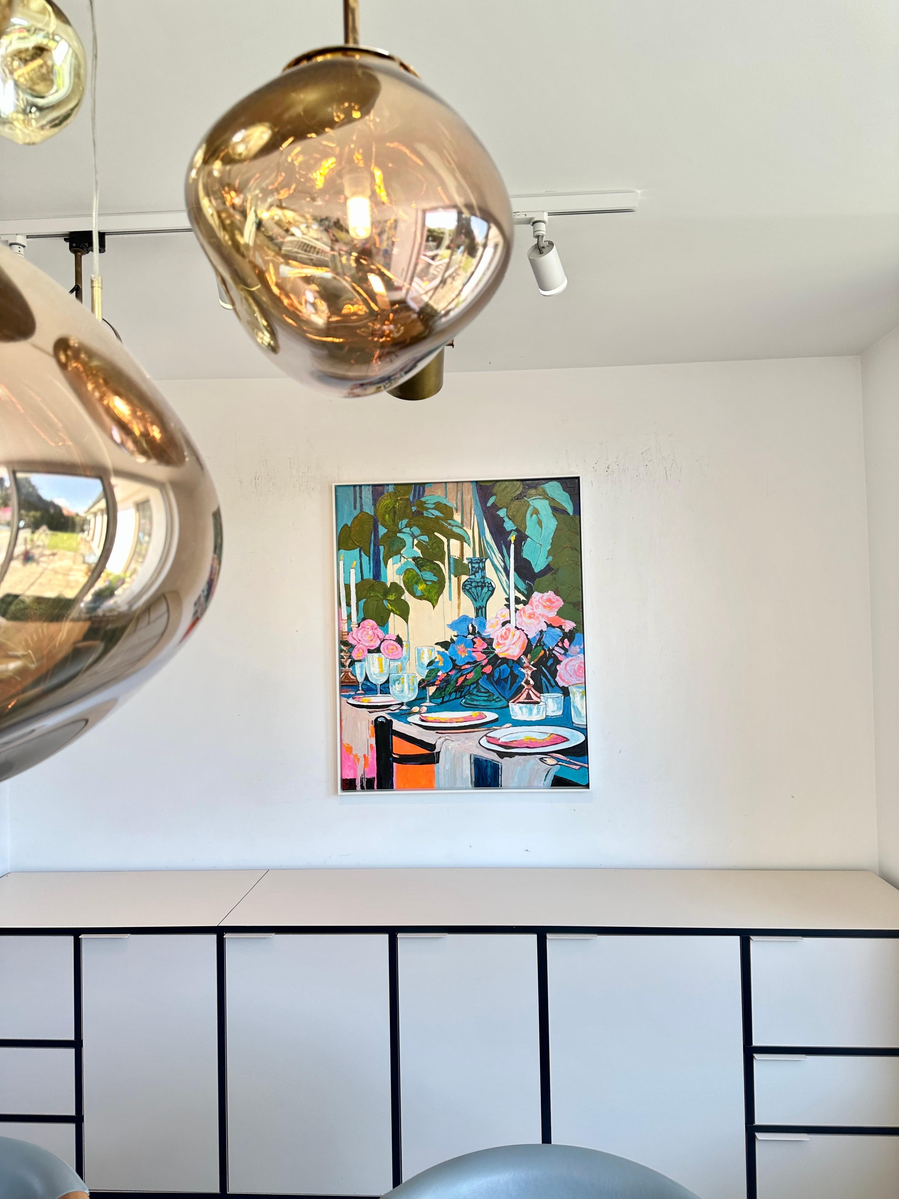 Peinture de table Midnight at the long Table de K.Husslein Impasto Flower en vente 3