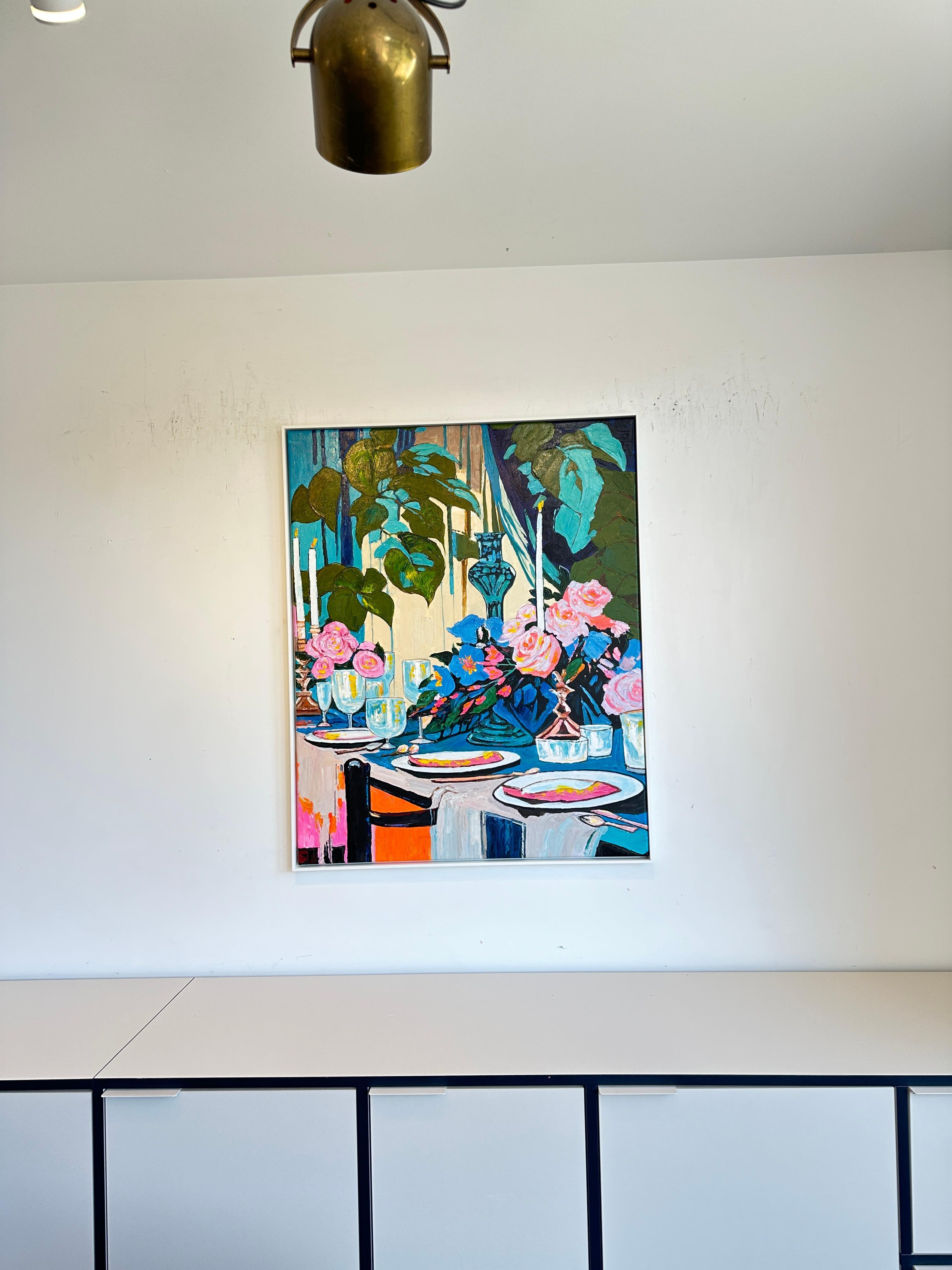 Peinture de table Midnight at the long Table de K.Husslein Impasto Flower en vente 4