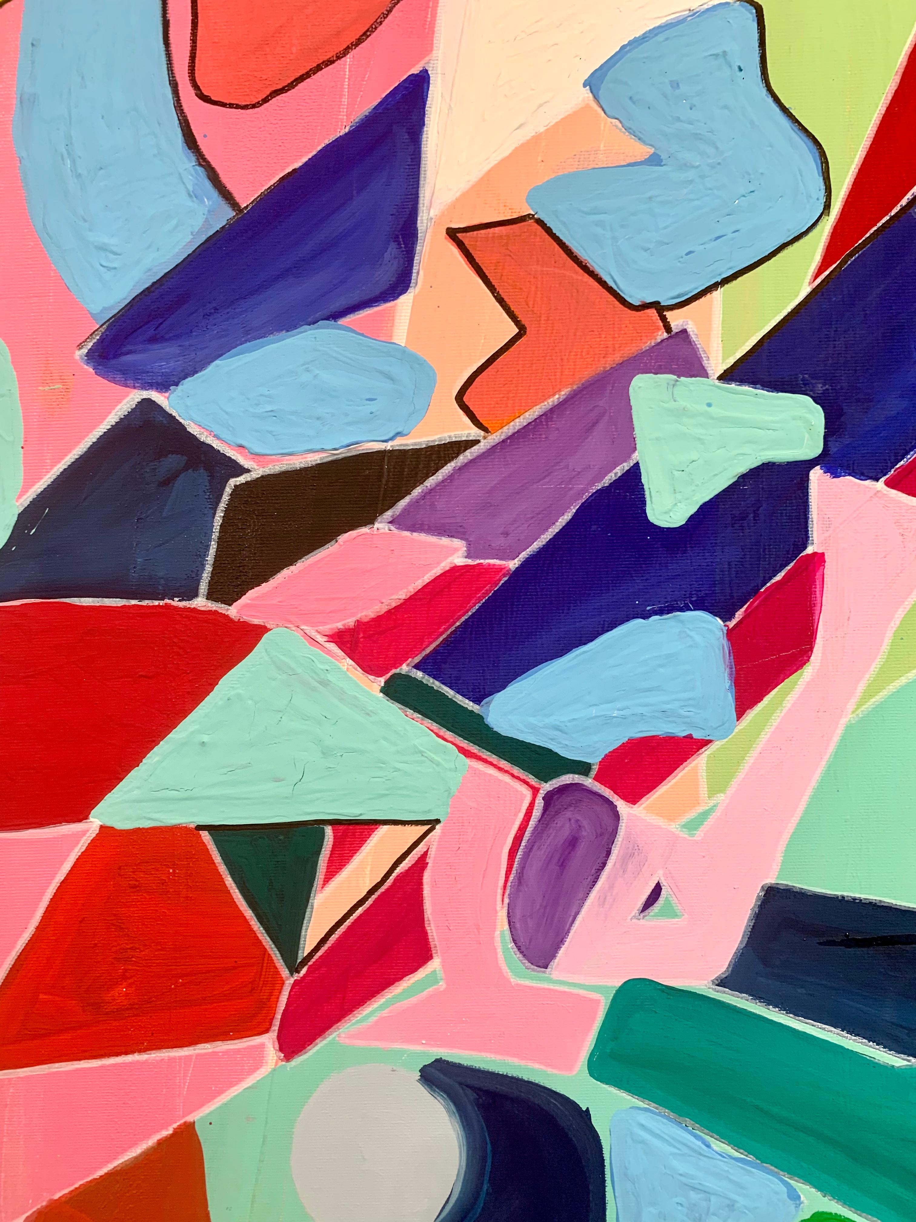 Missing Puzzle Piece by K. Husslein - geometric colorful abstract painting  - Abstract Painting by Katharina Husslein