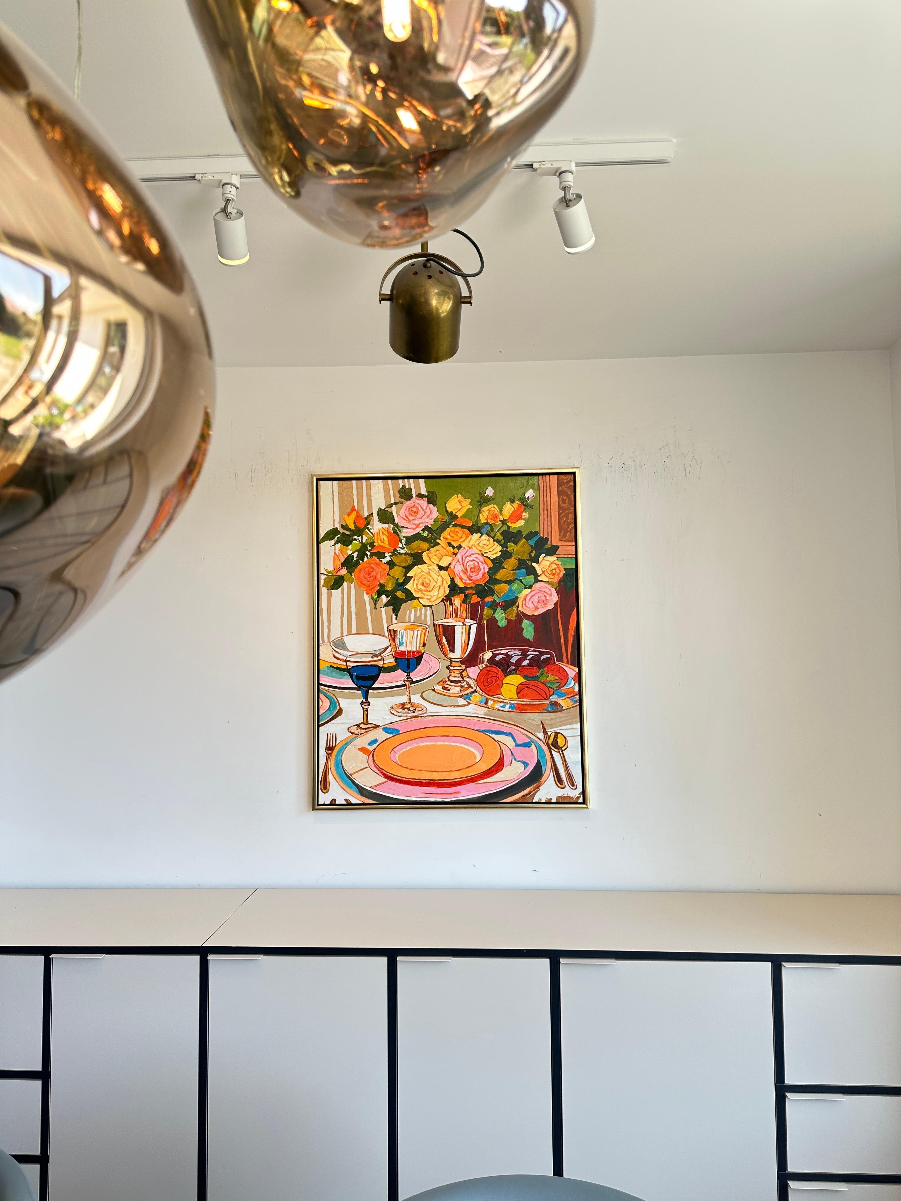 Momente, die wie Wein gegossen wurden von K.Husslein Impasto-Blumen-Esstisch-Gemälde im Angebot 6